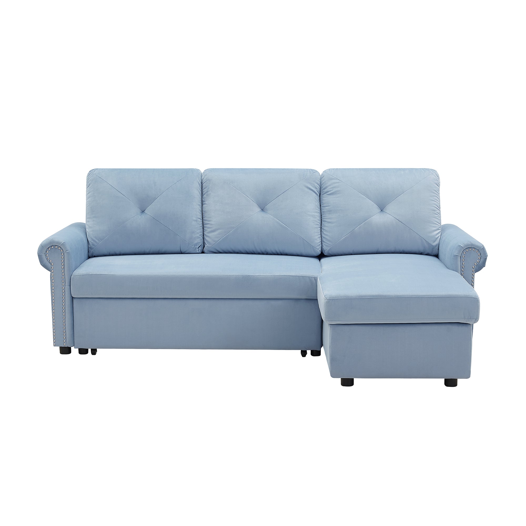 Orisfur. 83" Sleeper Sofa Bed Convertible Sectional Couch, 3-Seater L-Shape Corner Couch with Storage Chaise for Living Room Apartment - Atlantic Fine Furniture Inc