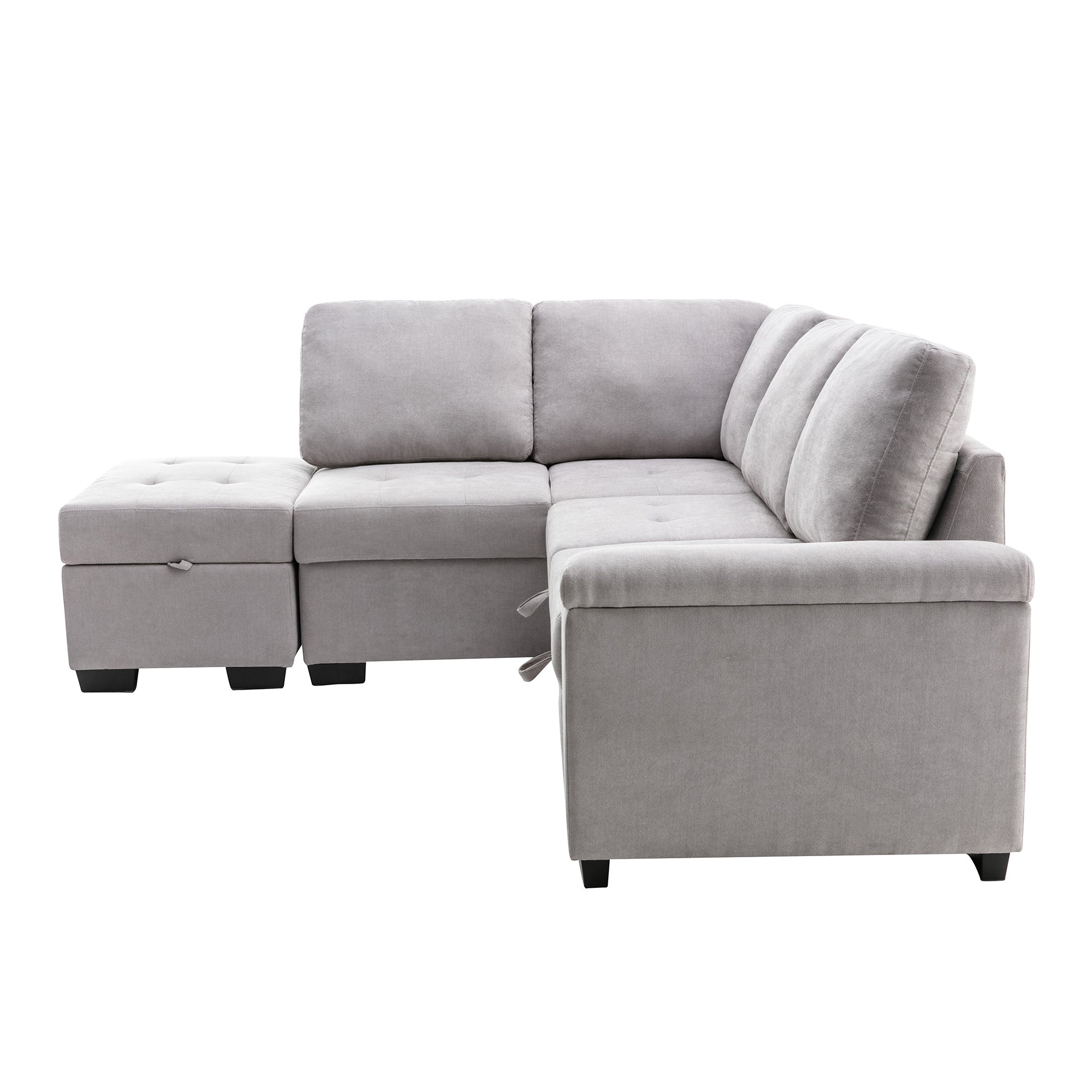 Orisfur. 86" Sleeper Sectional Sofa, L-Shape Corner Couch Sofa-Bed with Storage Ottoman & Hidden Arm Storage for Living Room Apartment - Atlantic Fine Furniture Inc