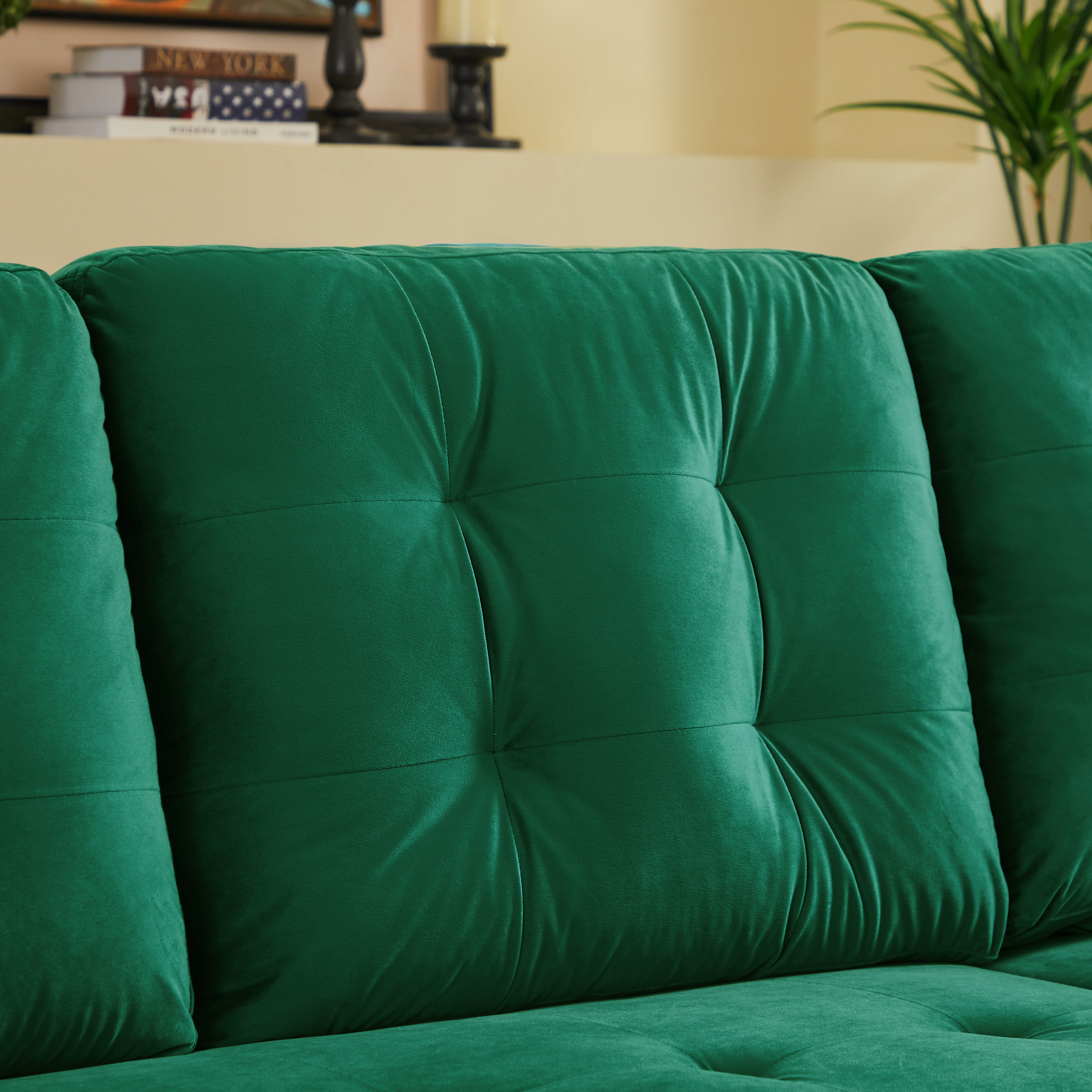 Velvet Reversible Sectional Sofa with Pull Out sleeper, L-Shaped Couch Chaise with Storage For Living Room & Apartment - Atlantic Fine Furniture Inc