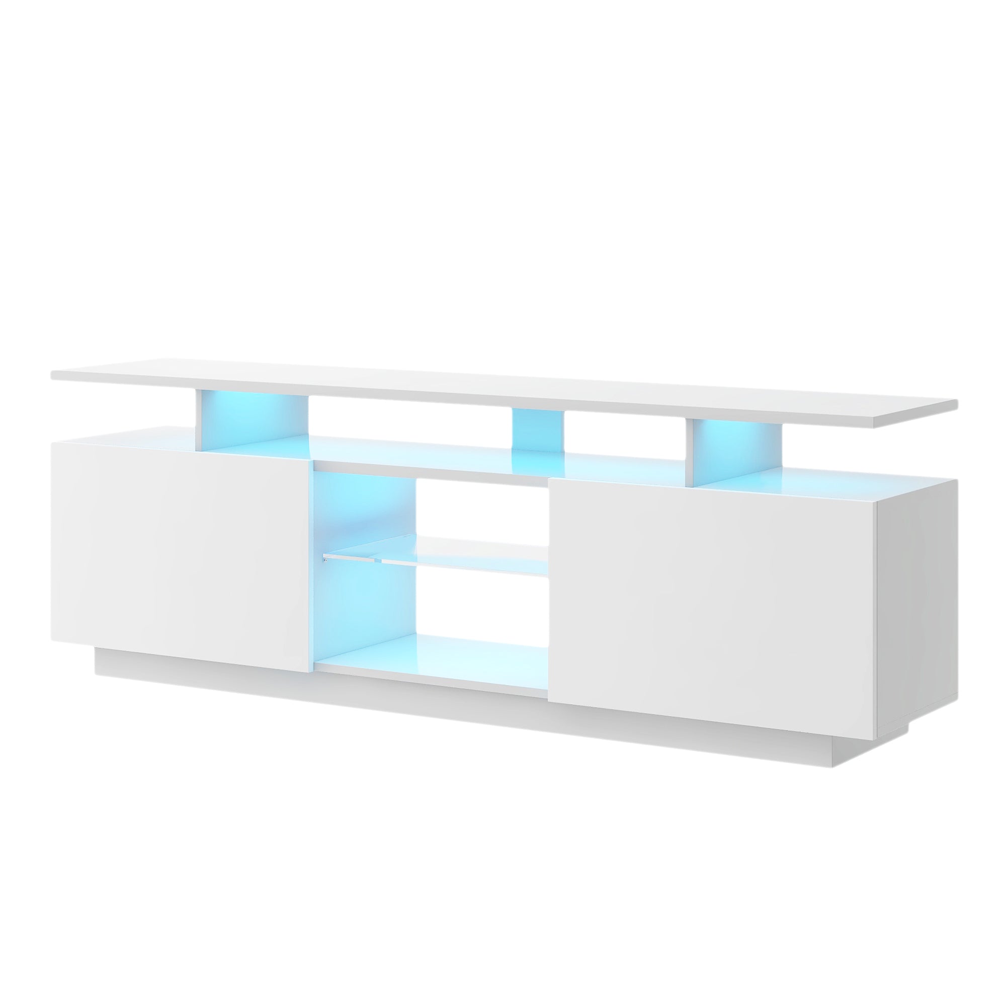 ON-TREND Modern TV Stand for TVs up to 65inches with LED lights, 16 Colors, for Livingroom, Bedroom, White (OLD SKU: WF280706AAK) - Atlantic Fine Furniture Inc