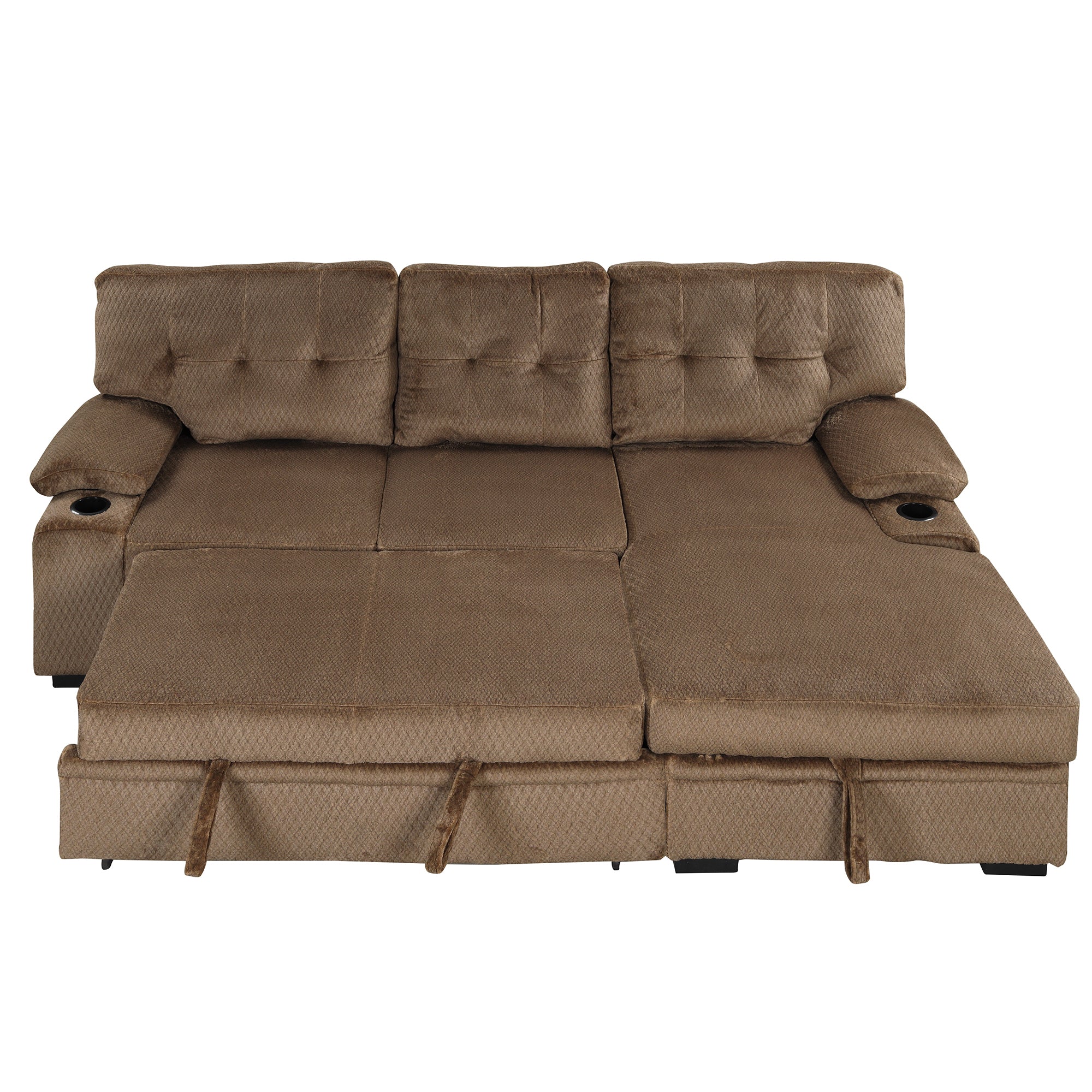 Orisfur. Modern Padded Upholstered Sofa Bed Sleeper Sectional Sofa with Storage Chaise and Cup Holder for Living Room Furniture Set - Atlantic Fine Furniture Inc