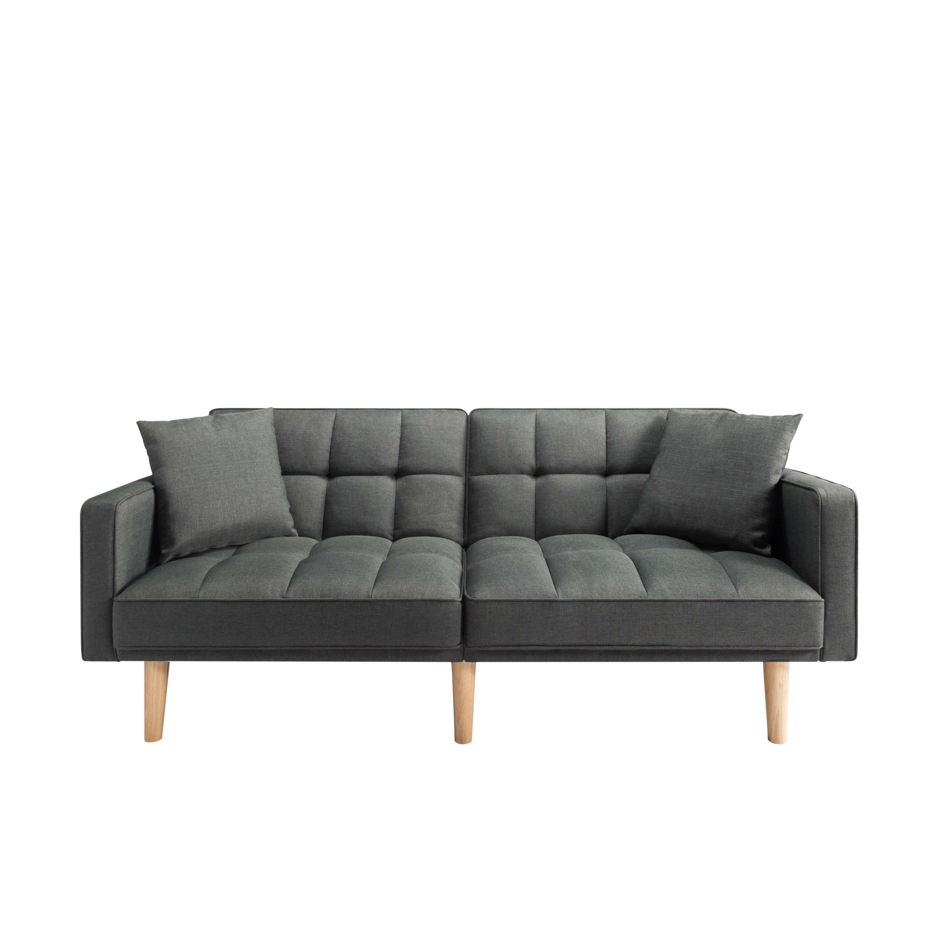 FUTON SLEEPER SOFA WITH 2 PILLOWS Dark gray FABRIC(same as W223S01338、W223S00991。Size difference, See Details in page.) - Atlantic Fine Furniture Inc