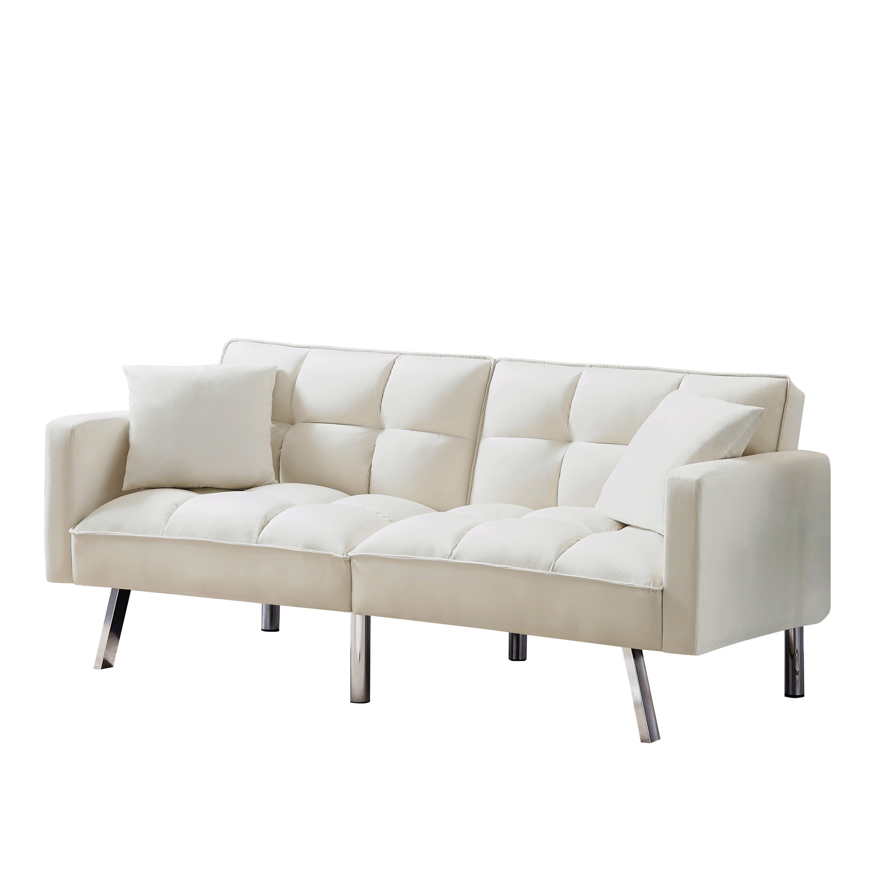 FUTON SOFA SLEEPER Beige VELVET WITH 2 PILLOWS(same as W223S01466。Size difference, See Details in page.) - Atlantic Fine Furniture Inc
