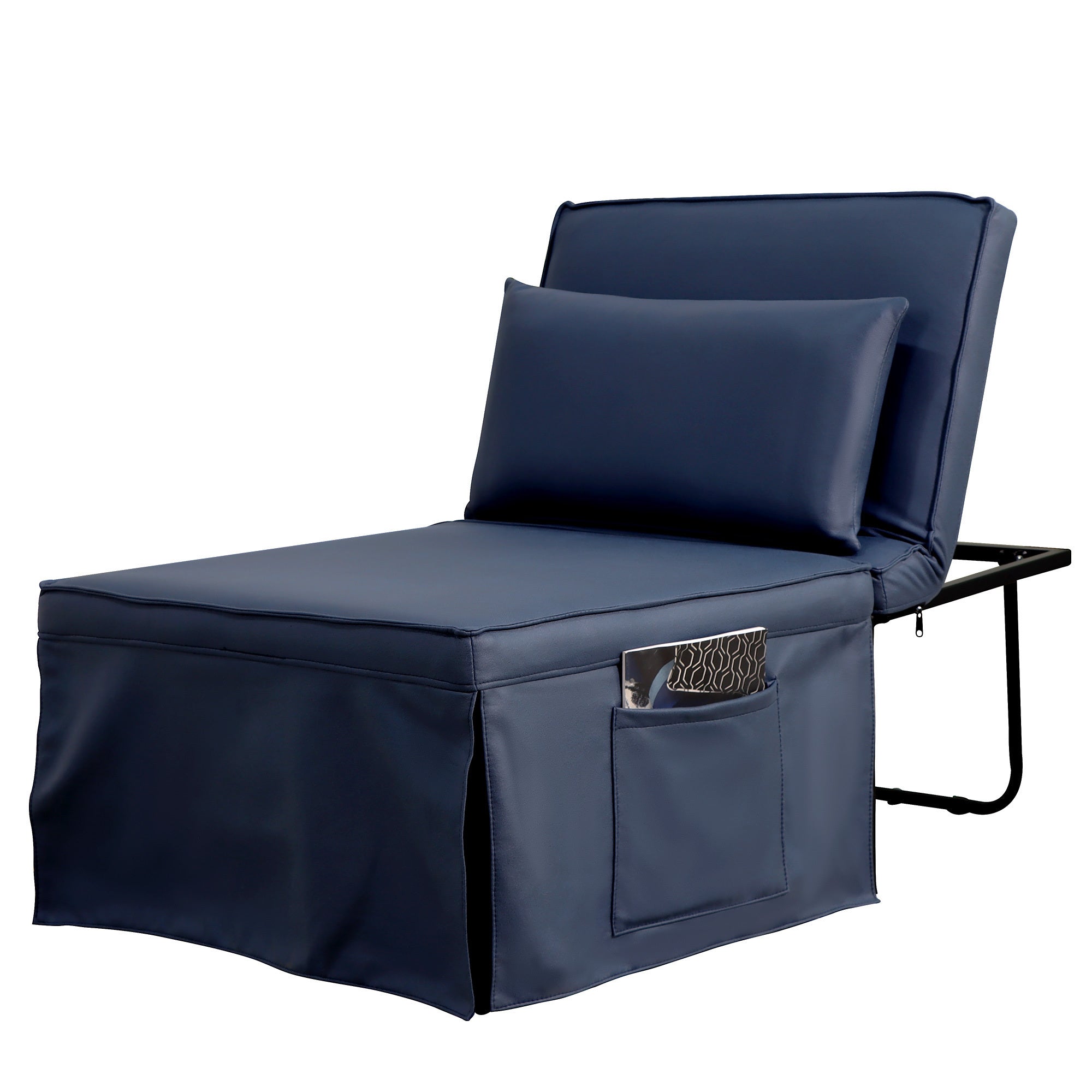 Sofa Bed 4 in 1 Ottoman Sleeper Bed Convertible Chair Bed with Adjustable Back Breathable Sleeper Guest Bed for Small Room, Blue - Atlantic Fine Furniture Inc