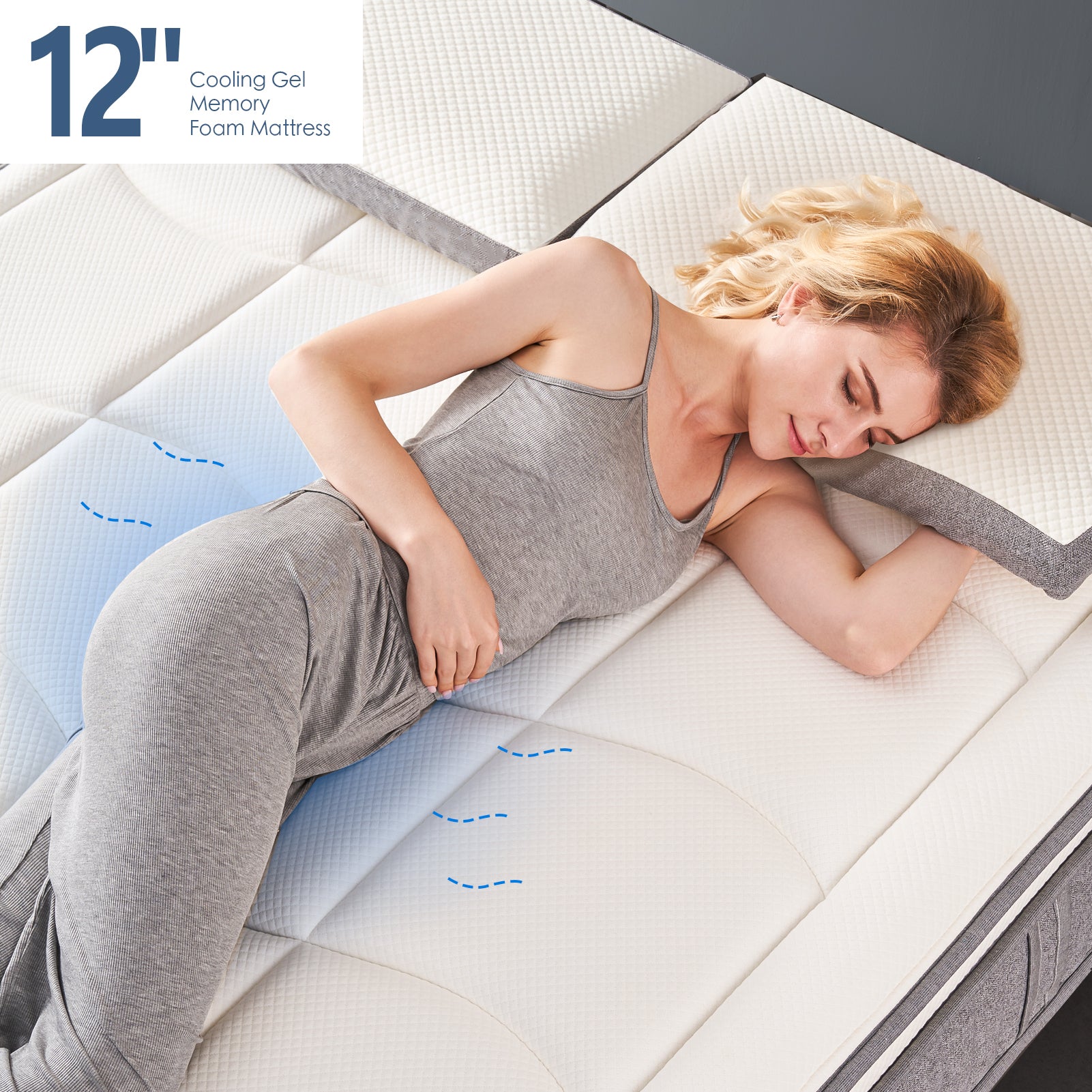 Twin Mattress12 Inch Euro Top Hybrid Mattress, Gel Memory Foam with Pocket Spring Mattress in a Box for Cool Sleep and Balance Support, Medium Feel Mattress, CertiPUR-US Certified - Atlantic Fine Furniture Inc