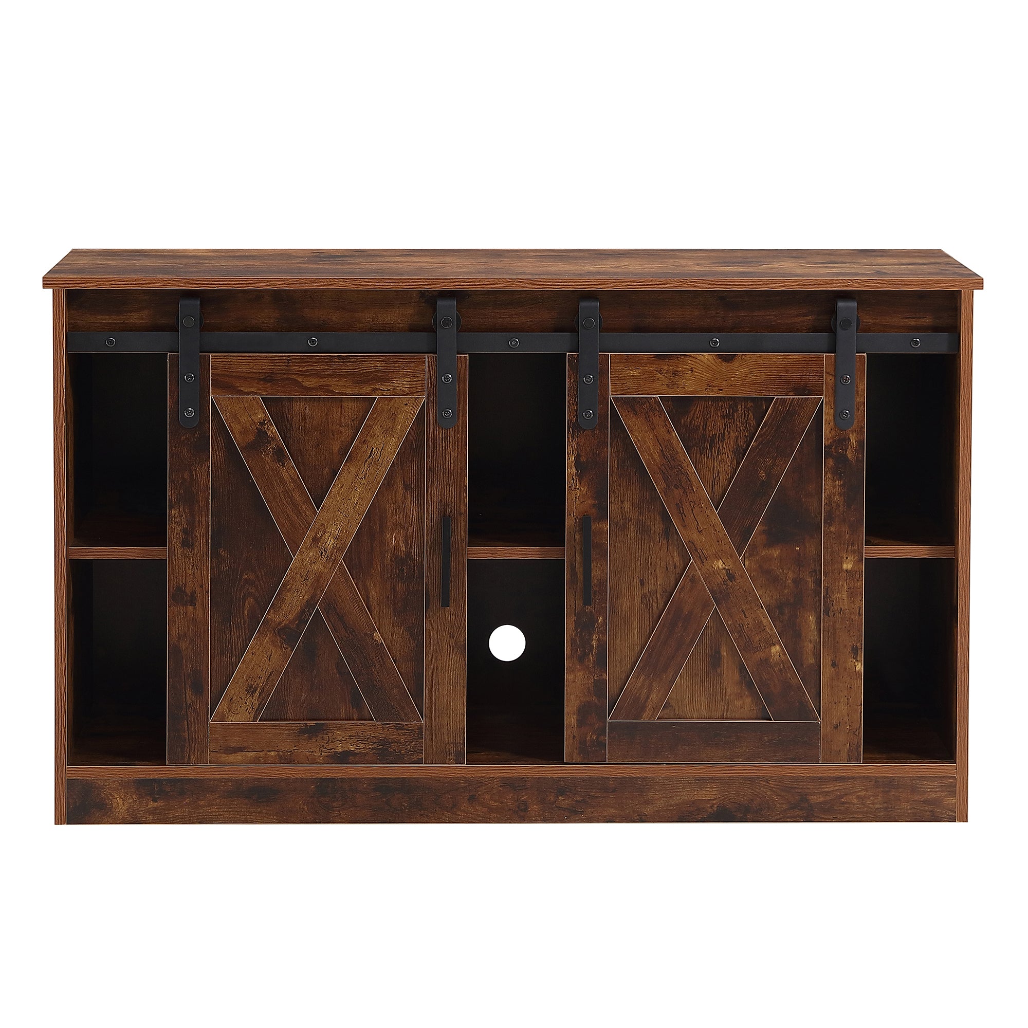 Rustic Brown decorative wooden TV / storage cabinet with two sliding barn doors, available for bedroom, living room,corridor. - Atlantic Fine Furniture Inc