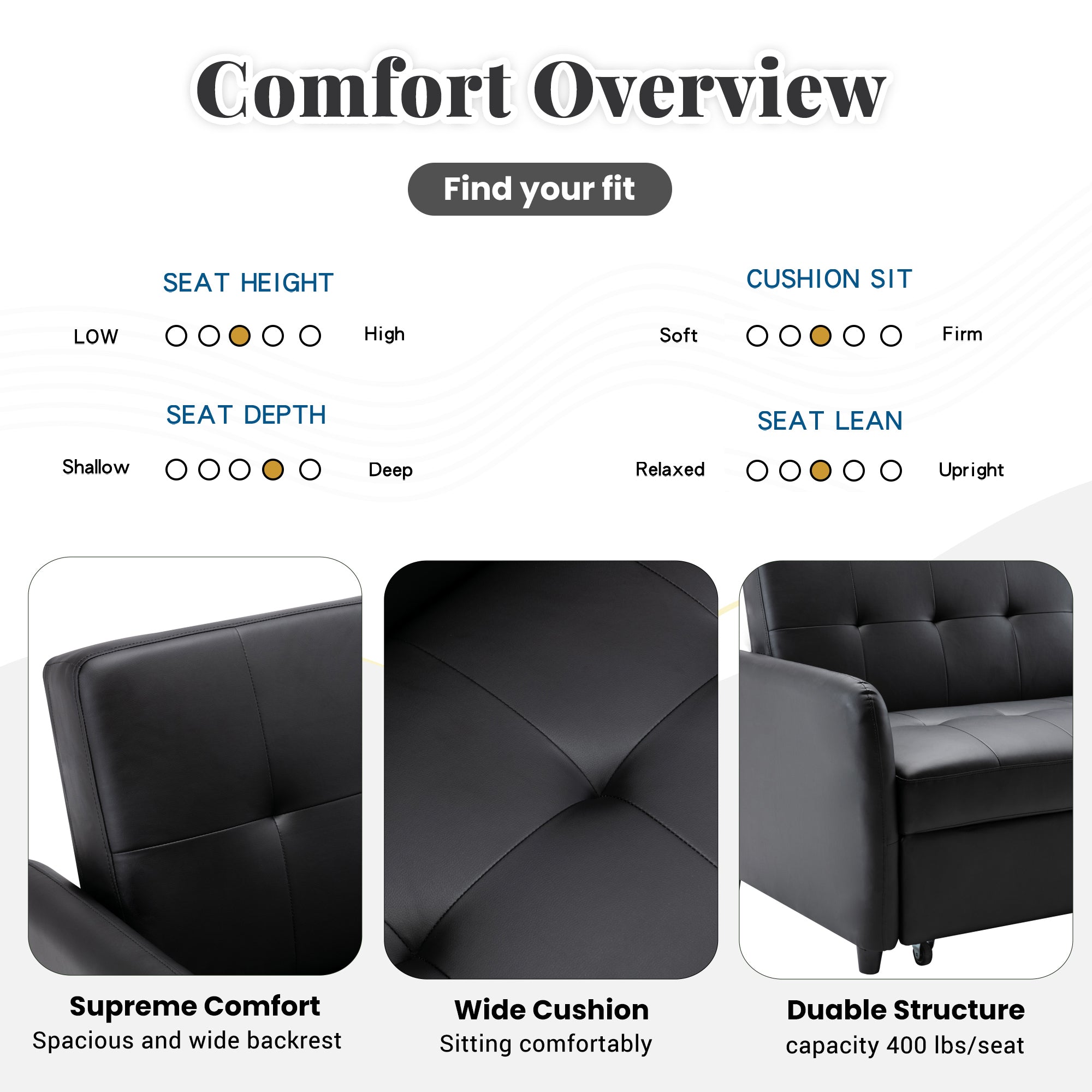 Orisfur. 51" Convertible Sleeper Bed, Adjustable Oversized Armchair with Dual USB Ports for Small Space - Atlantic Fine Furniture Inc