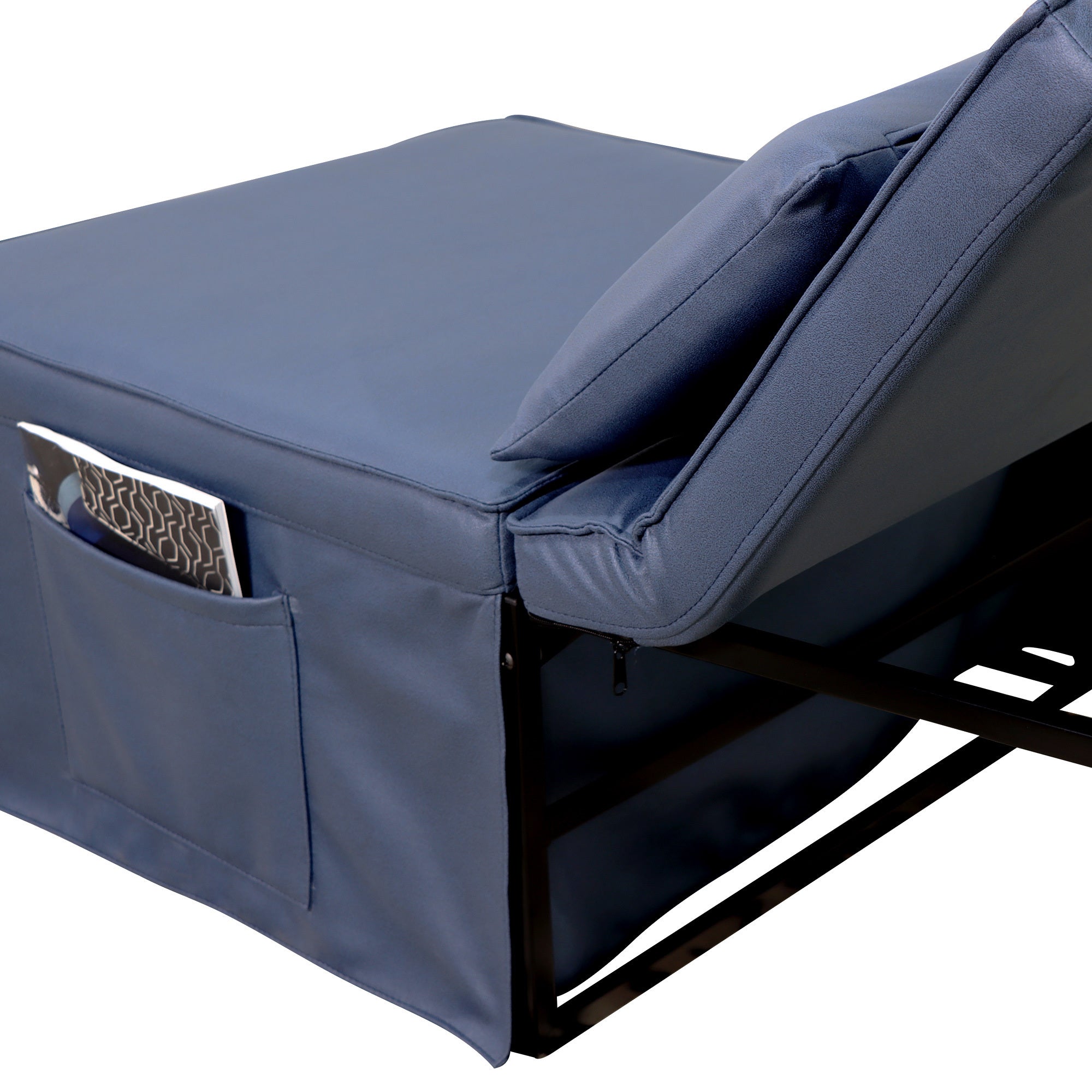 Sofa Bed 4 in 1 Ottoman Sleeper Bed Convertible Chair Bed with Adjustable Back Breathable Sleeper Guest Bed for Small Room, Blue - Atlantic Fine Furniture Inc