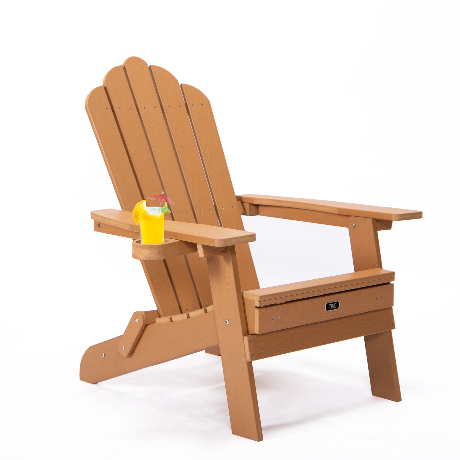 TALE Folding Adirondack Chair with Pullout Ottoman with Cup Holder, Oversized, Poly Lumber, for Patio Deck Garden, Backyard Furniture, Easy to Install,BROWN. Banned from selling on Amazon - Atlantic Fine Furniture Inc