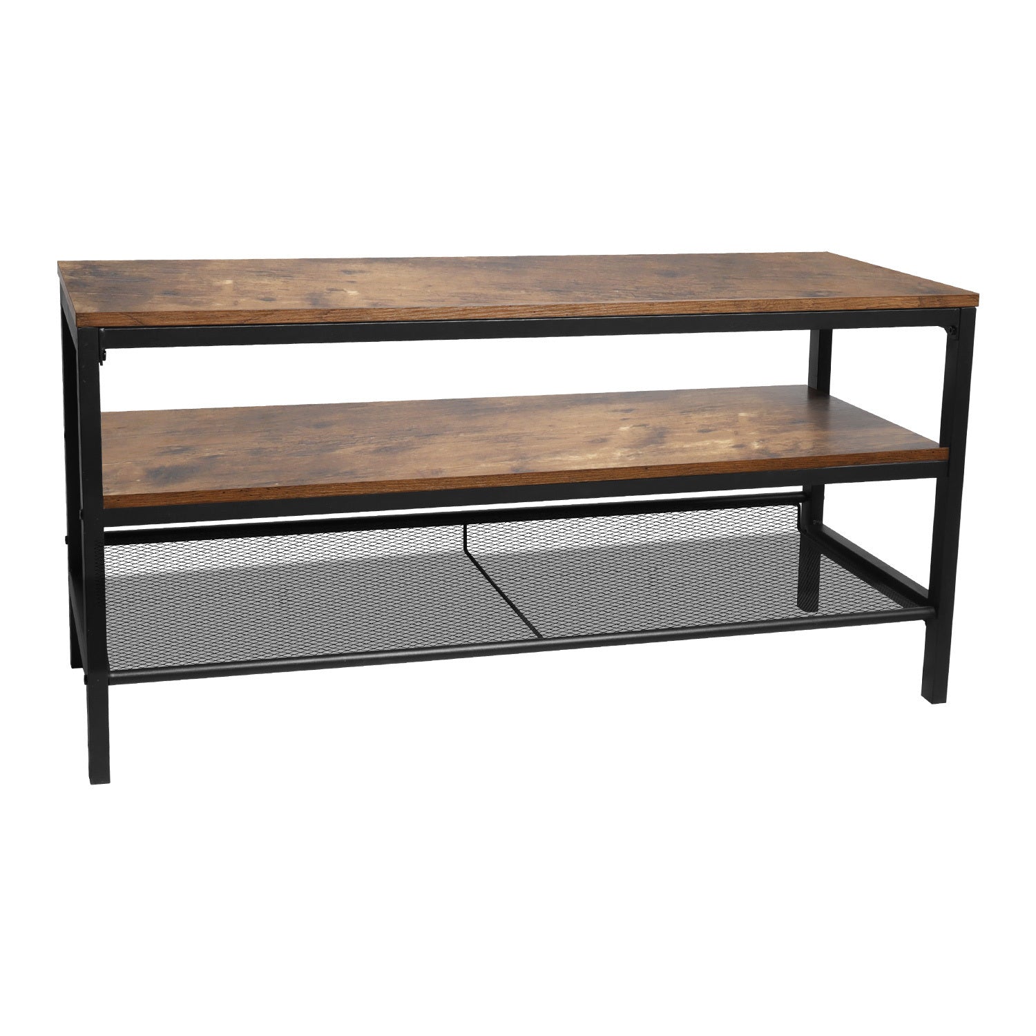 Wooden TV cabinet console, TV media cabinet/three-tier industrial storage cabinet with lockers - Atlantic Fine Furniture Inc
