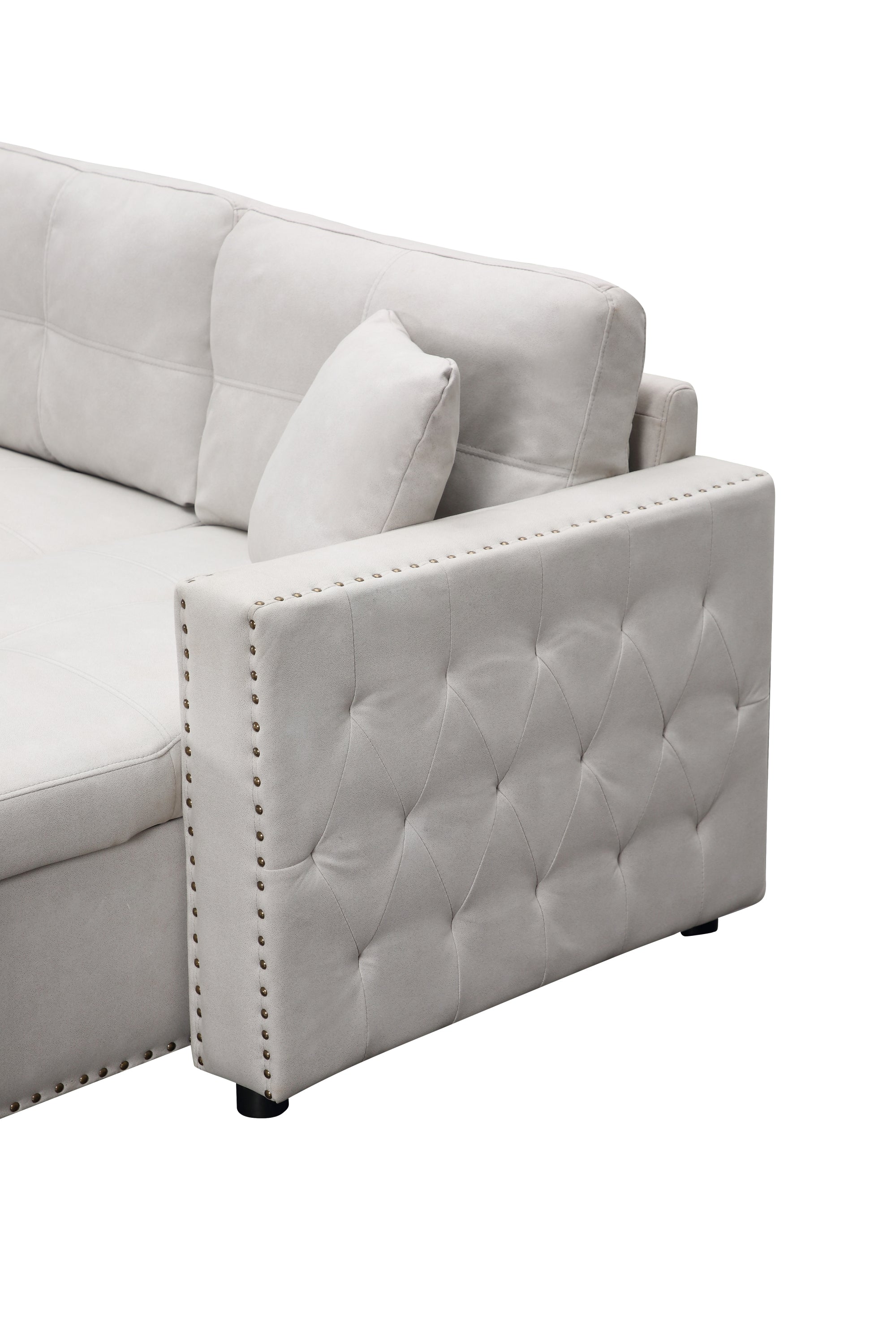 Artemax 87.7“Leathaire Reversible Sleeper Sectional Sofa with storage - Atlantic Fine Furniture Inc