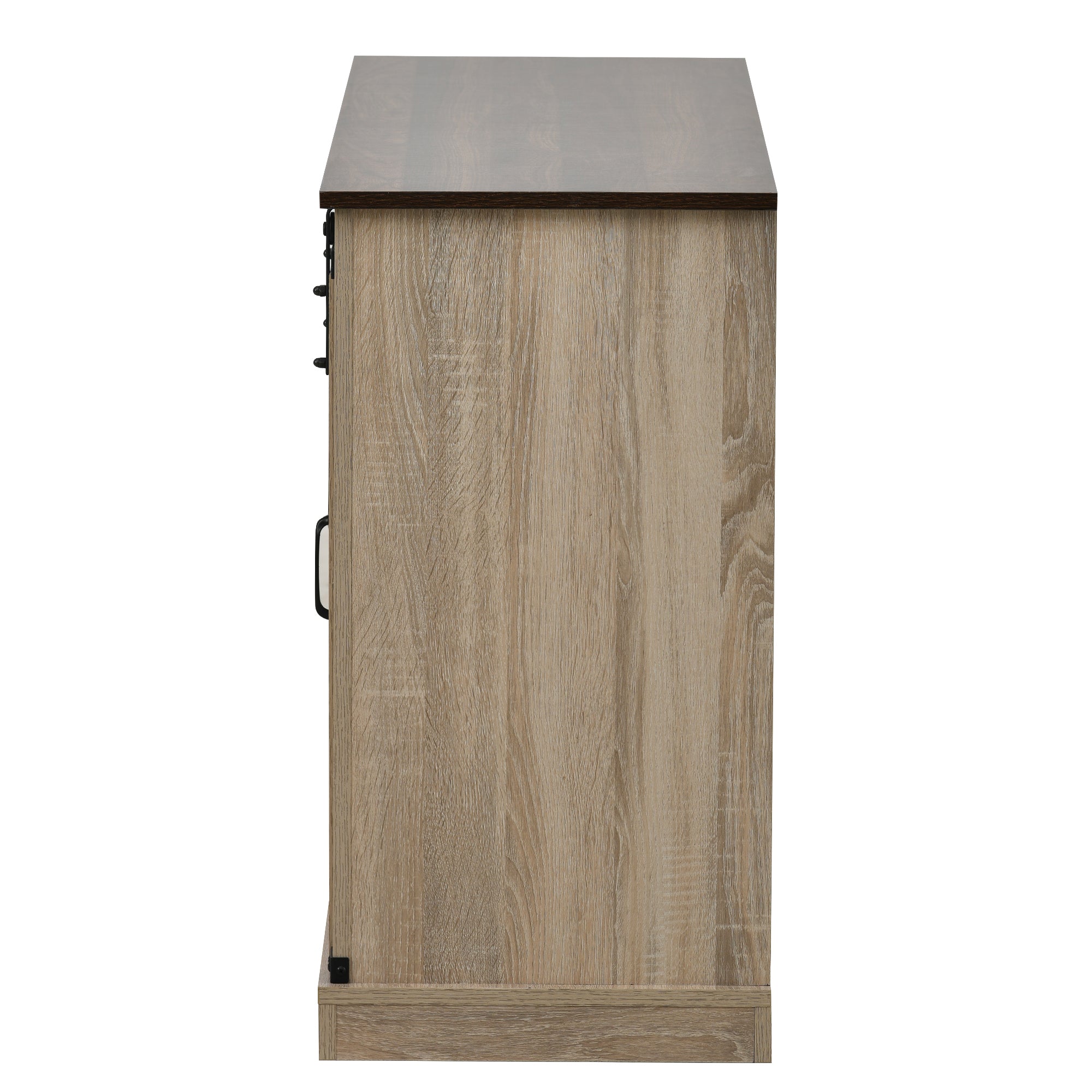 U-Can TV Stand with 2 Adjustable Panels Open Style Cabinet, Sideboard for Living room, Walnut - Atlantic Fine Furniture Inc