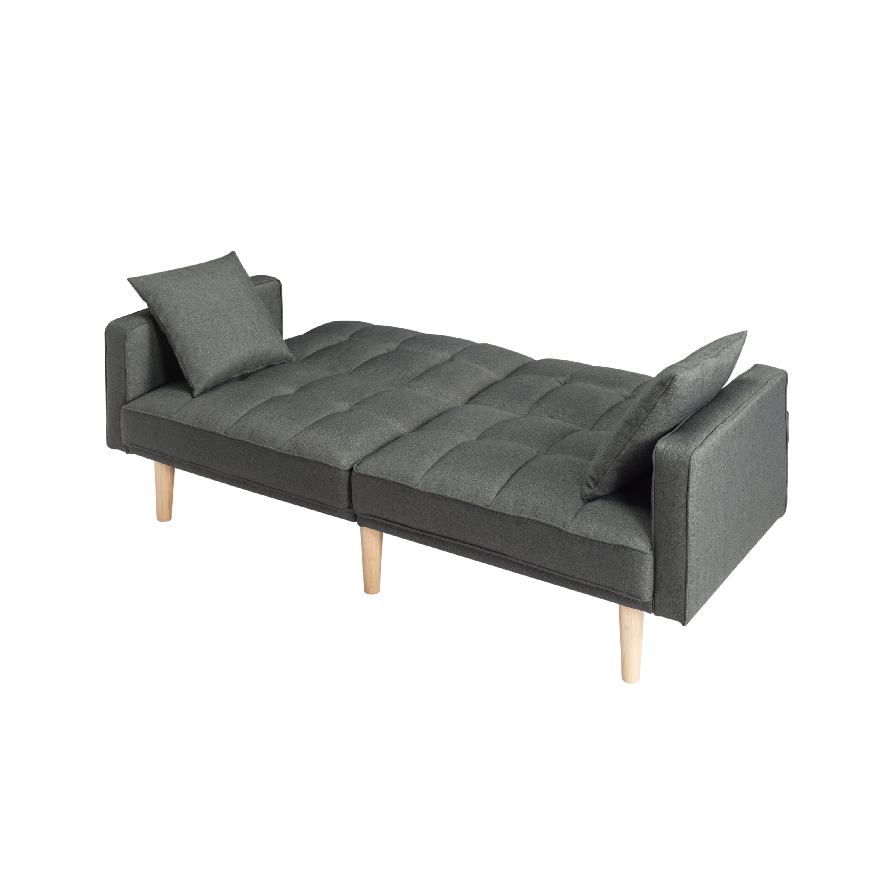 FUTON SLEEPER SOFA WITH 2 PILLOWS Dark gray FABRIC(same as W223S01338、W223S00991。Size difference, See Details in page.) - Atlantic Fine Furniture Inc