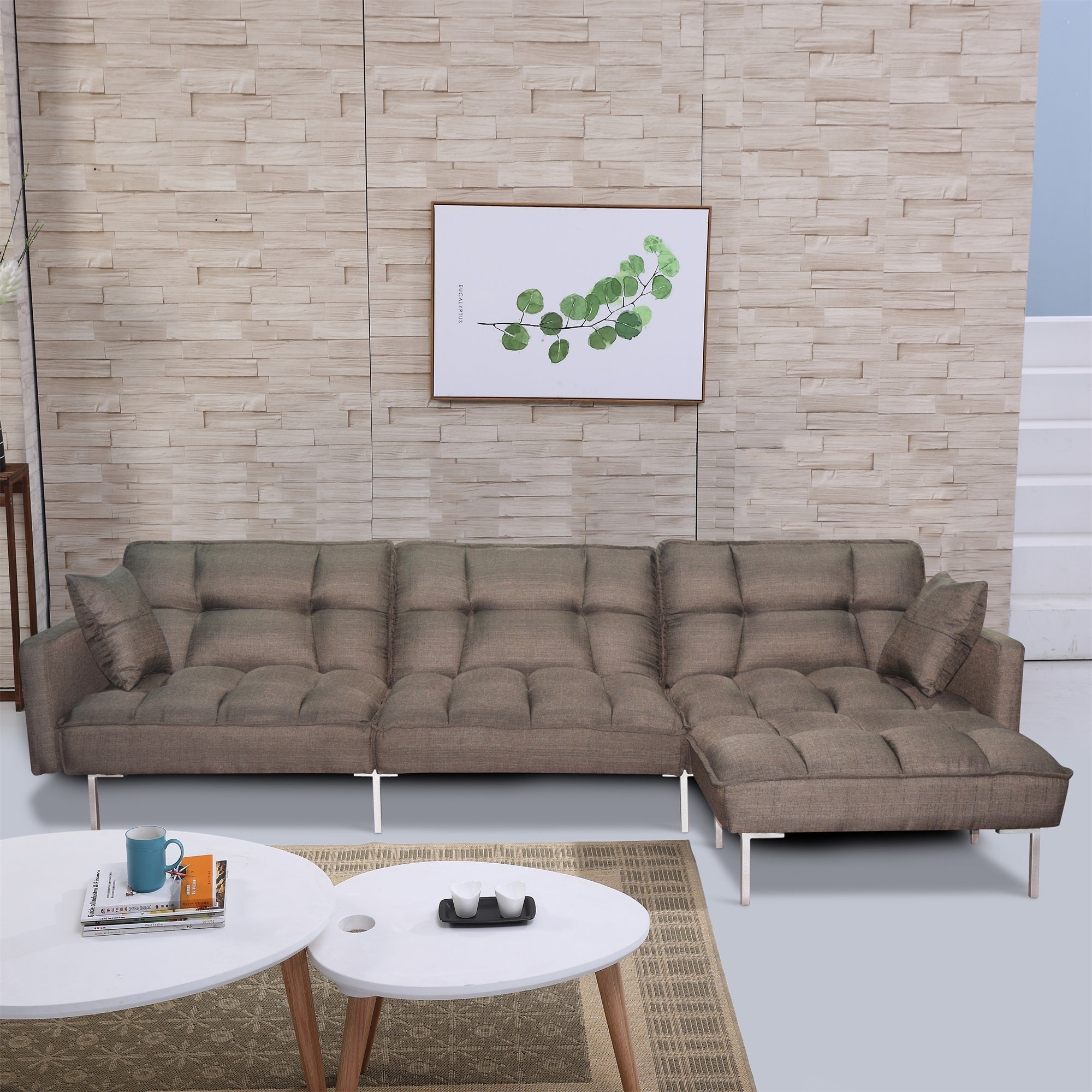Sectional sofa couch sleeper brown - Atlantic Fine Furniture Inc