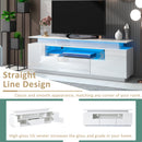 ON-TREND Modern, Stylish Functional TV stand with Color Changing LED Lights, Universal Entertainment Center, High Gloss TV Cabinet for 75+ inch TV, White - Atlantic Fine Furniture Inc