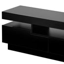 On-Trend TV Stand with 4 Open Shelves, Modern High Gloss Entertainment Center for 75 Inch TV, Universal TV Storage Cabinet with 16-color RGB LED Color Changing Lights, Black - Atlantic Fine Furniture Inc