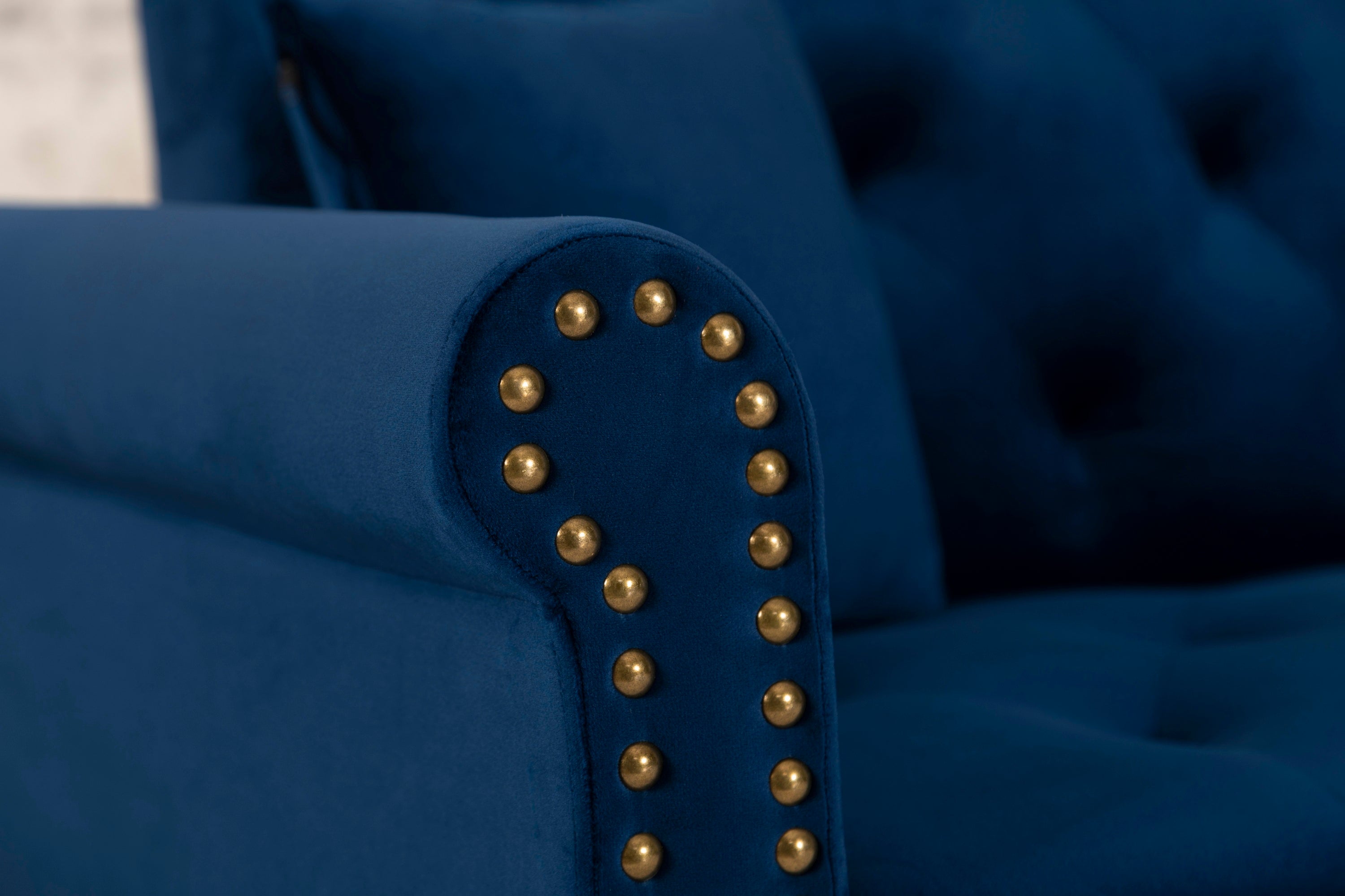 Convertible Sofa bed sleeper Navy blue velvet (same as W223S01591。Size difference, See Details in page.) - Atlantic Fine Furniture Inc
