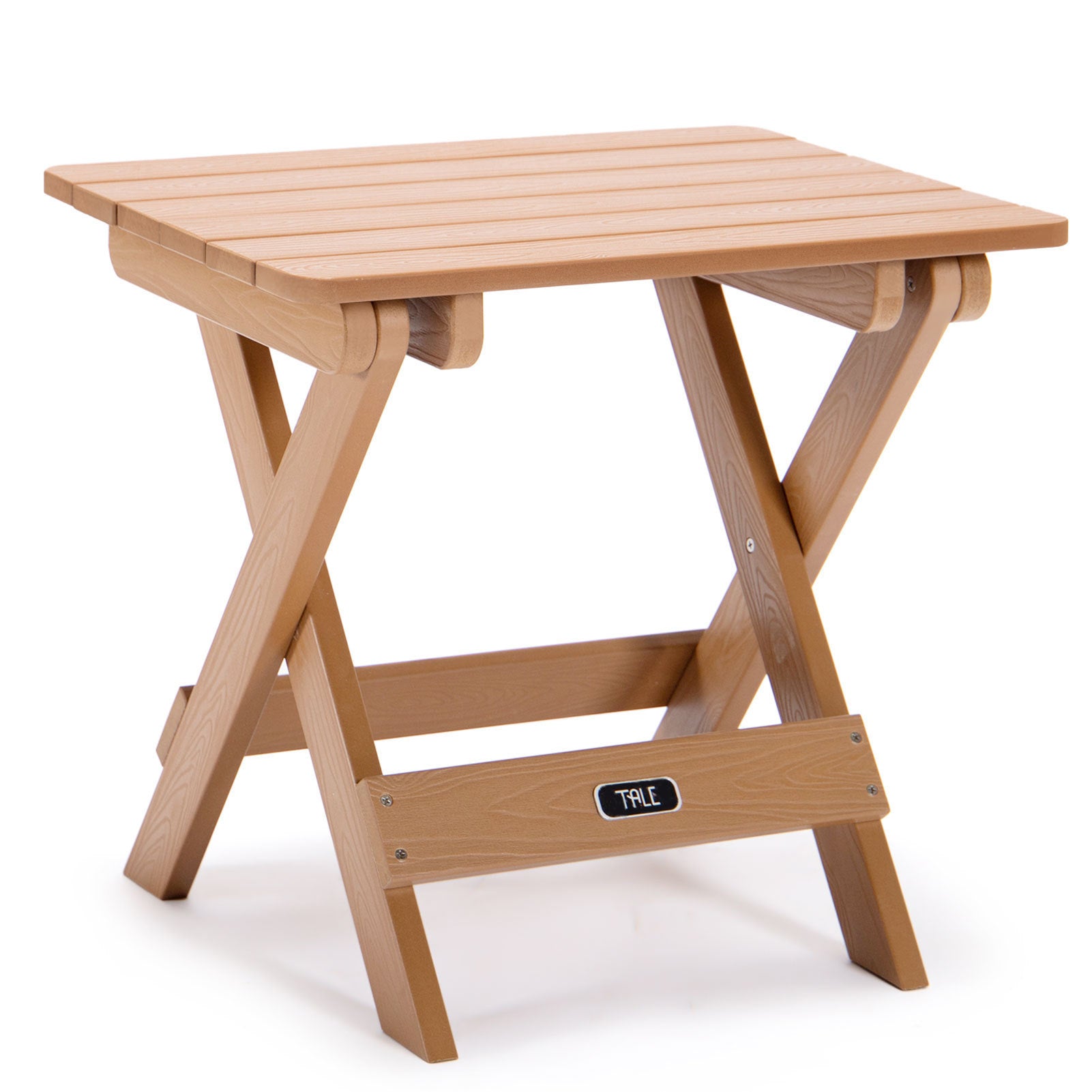 TALE Adirondack Portable Folding Side Table Square All-Weather and Fade-Resistant Plastic Wood Table Perfect for Outdoor Garden, Beach, Camping, Picnics Brown - Atlantic Fine Furniture Inc