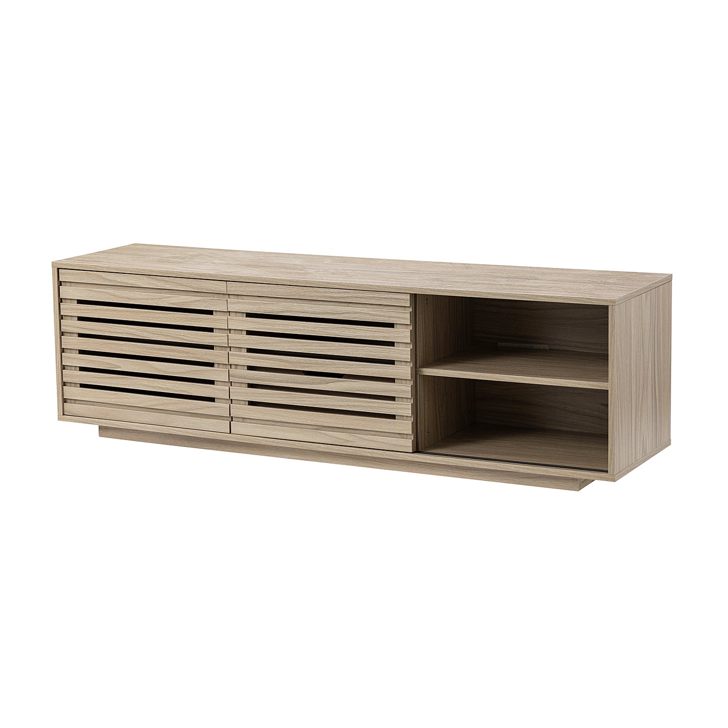 Hesperia TV Stand with Storage and Two Slatted Sliding Doors for TVs up to 65" - Atlantic Fine Furniture Inc