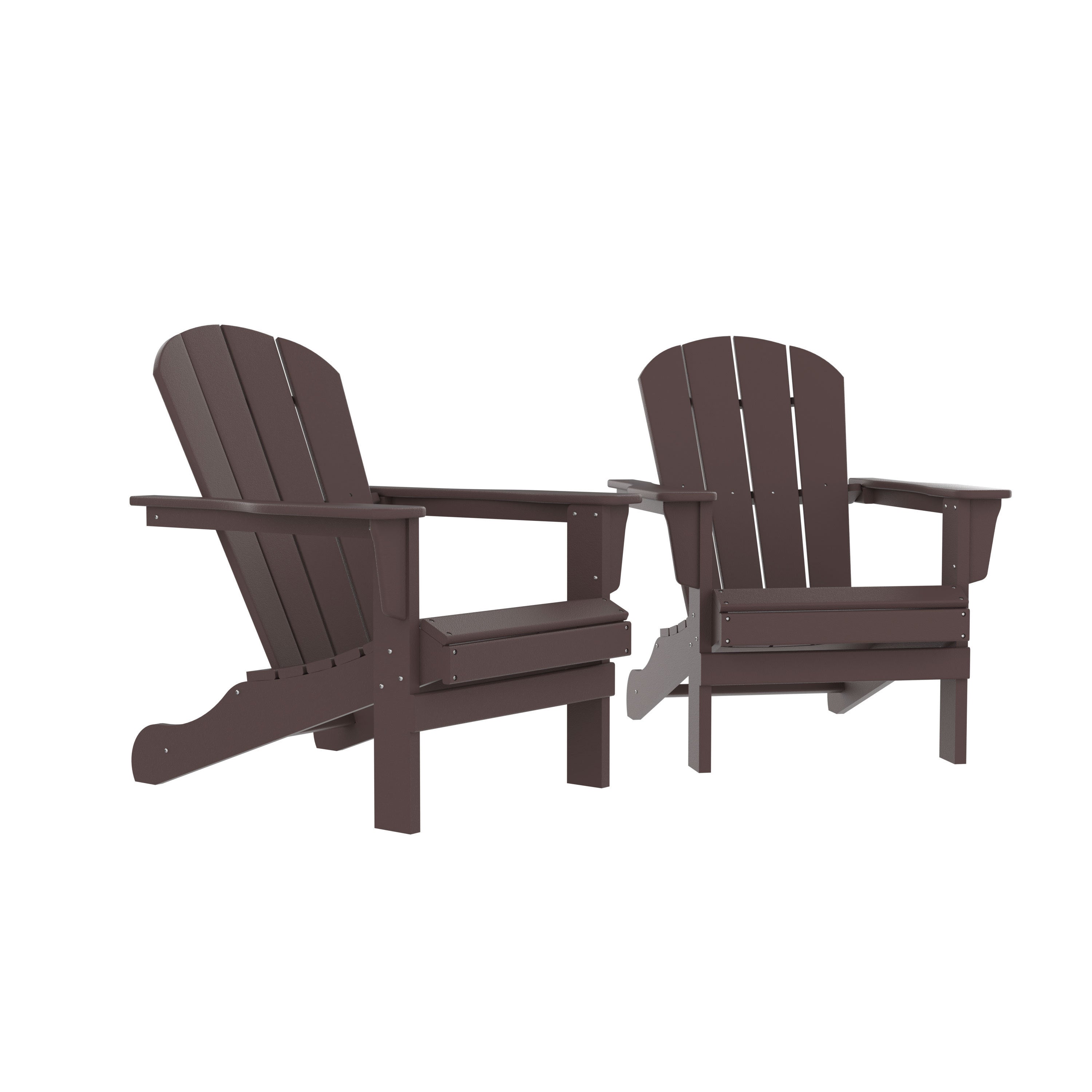 HDPE Adirondack Chair, Fire Pit Chairs, Sand Chair, Patio Outdoor Chairs,DPE Plastic Resin Deck Chair, lawn chairs, Adult Size ,Weather Resistant for Patio/ Backyard/Garden , Brown, Set of 2 - Atlantic Fine Furniture Inc