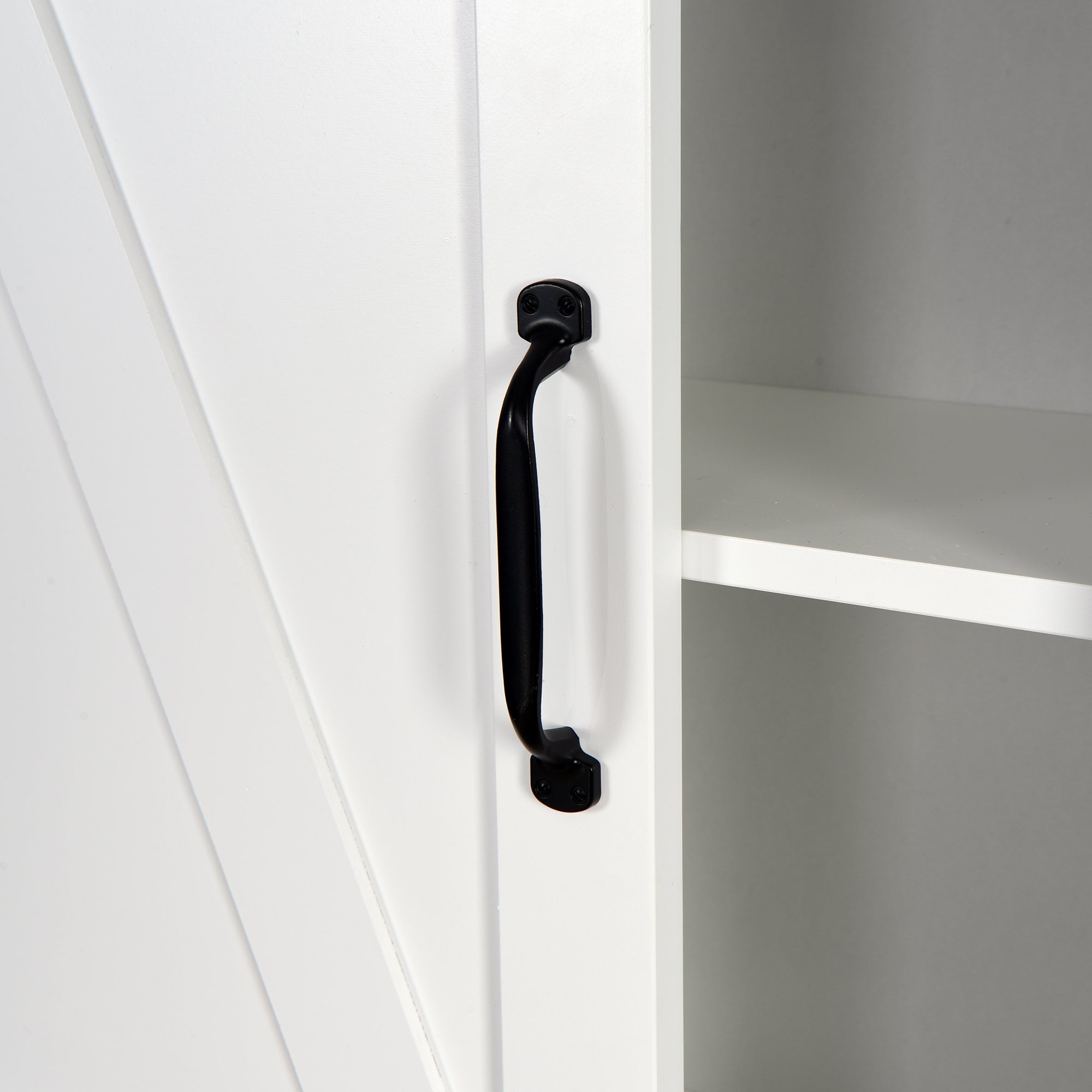 Over-the-Toilet Storage Cabinet, Space-Saving Bathroom Cabinet, with Adjustable Shelves and A Barn Door 27.16 x 9.06 x 67 inch - Atlantic Fine Furniture Inc