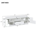 ON-TREND Modern, Stylish Functional TV stand with Color Changing LED Lights, Universal Entertainment Center, High Gloss TV Cabinet for 75+ inch TV, White - Atlantic Fine Furniture Inc