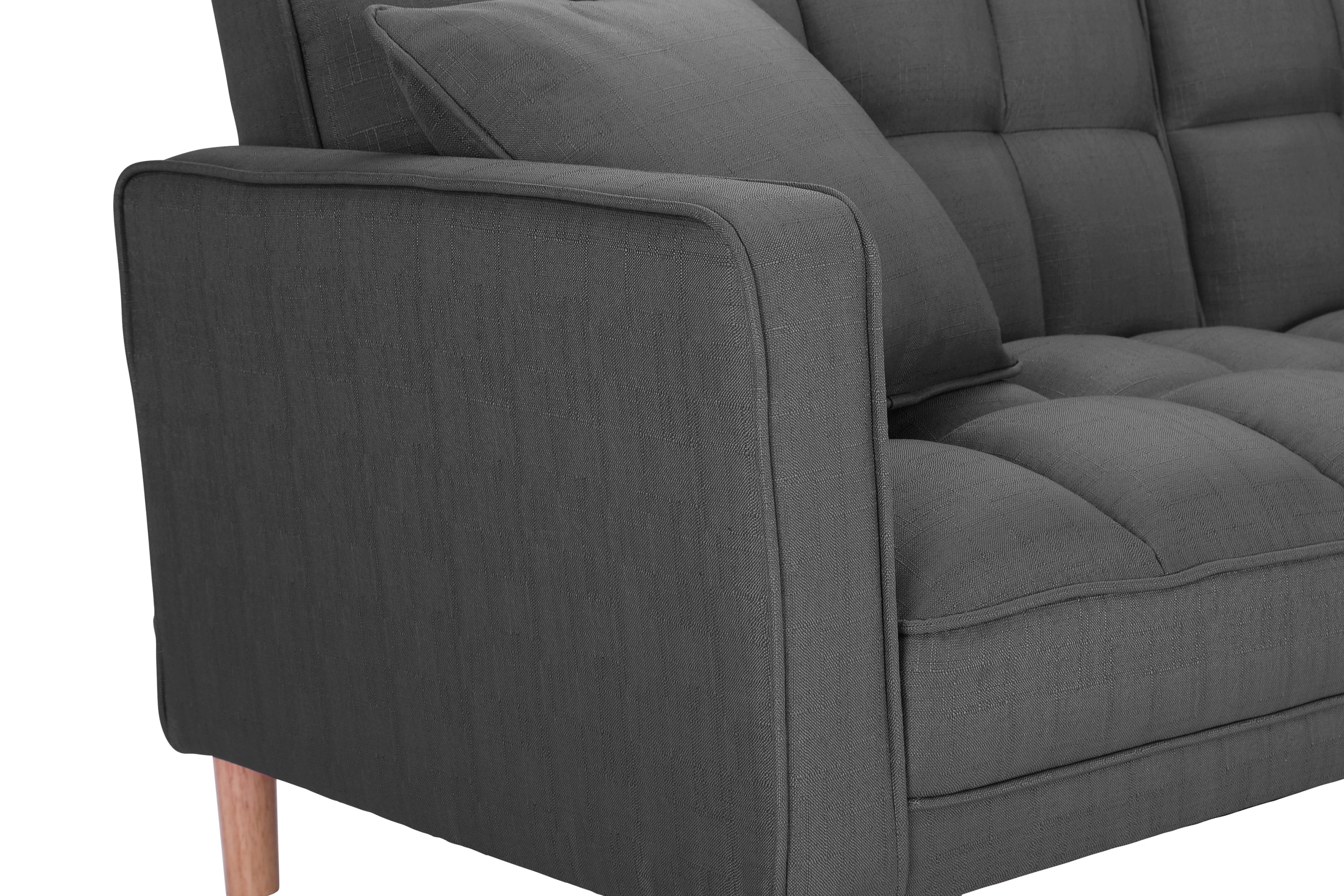 FUTON SLEEPER SOFA WITH 2 PILLOWS DARK GREY FABRIC(W223S01338 、W223S00417。Size difference, See Details in page.) - Atlantic Fine Furniture Inc