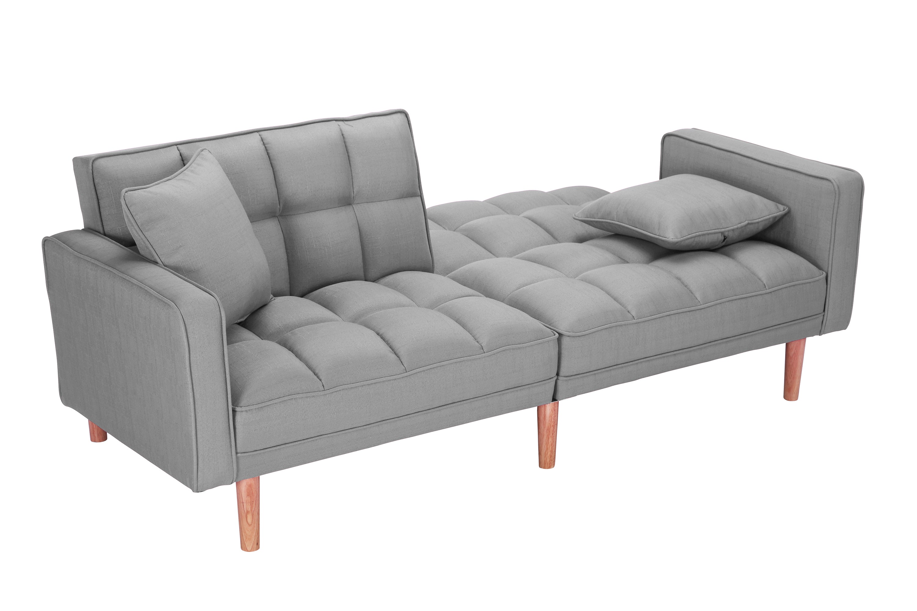 FUTON SLEEPER SOFA WITH 2 PILLOWS LIGHT GREY FABRIC(W223S00032、W223S00583、W223S01339 ) - Atlantic Fine Furniture Inc