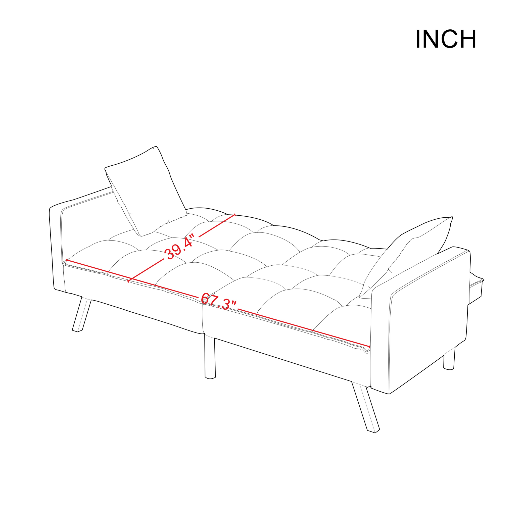 FUTON SOFA SLEEPER GREY VELVET WITH 2 PILLOWS(same asW223S01431、W223S01464。Size difference, See Details in page.
) - Atlantic Fine Furniture Inc