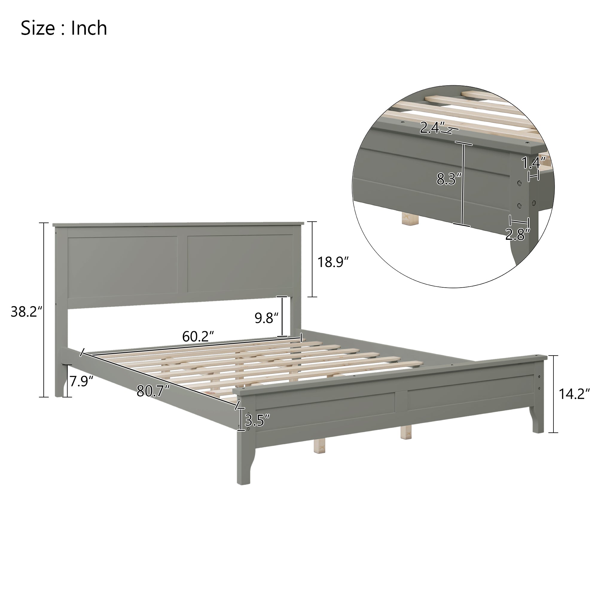 Gray Solid Wood 5 Pieces Queen Bedroom Sets(bed+nightstand*2+chest+dresser)NEW - Atlantic Fine Furniture Inc