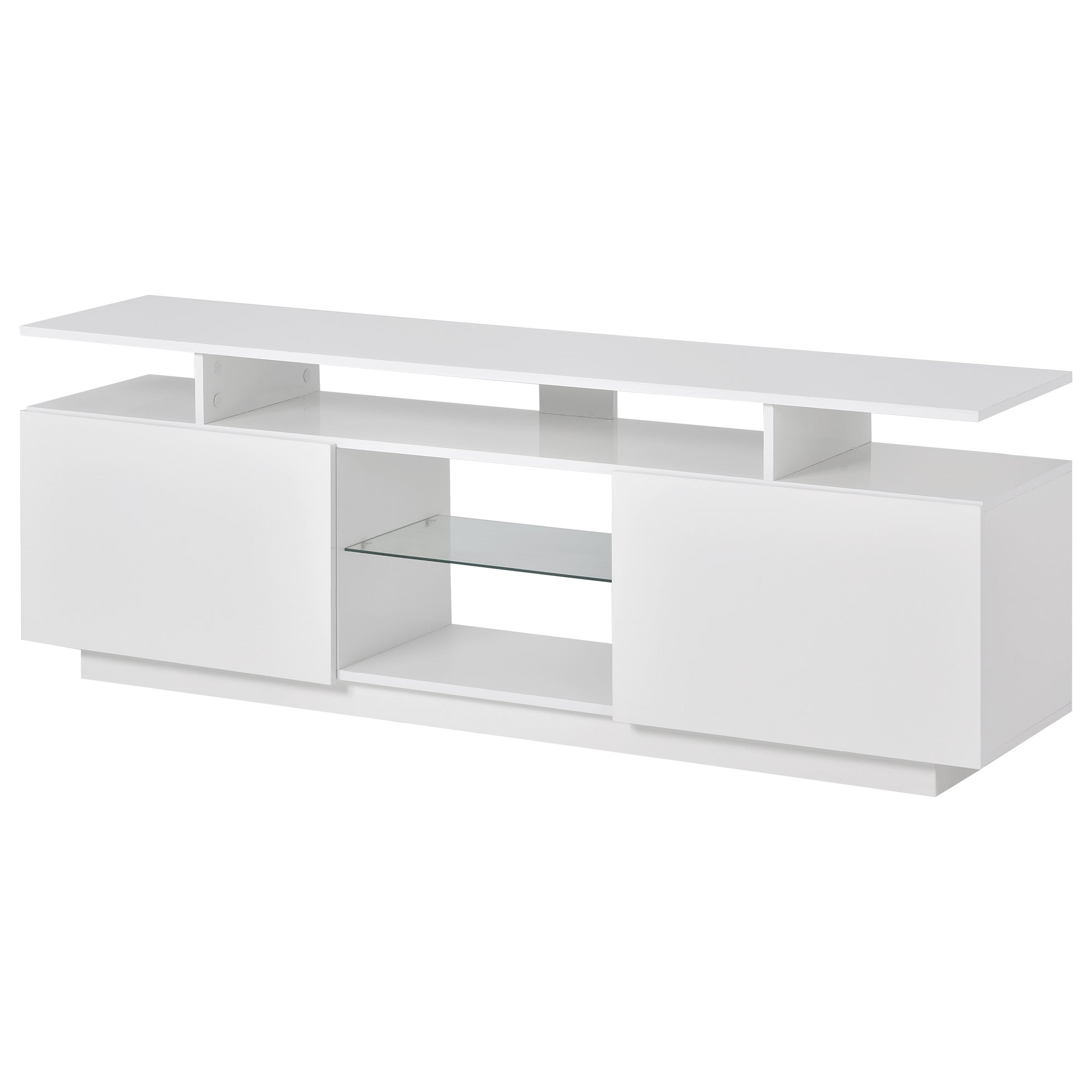ON-TREND Modern TV Stand for TVs up to 65inches with LED lights, 16 Colors, for Livingroom, Bedroom, White (OLD SKU: WF280706AAK) - Atlantic Fine Furniture Inc