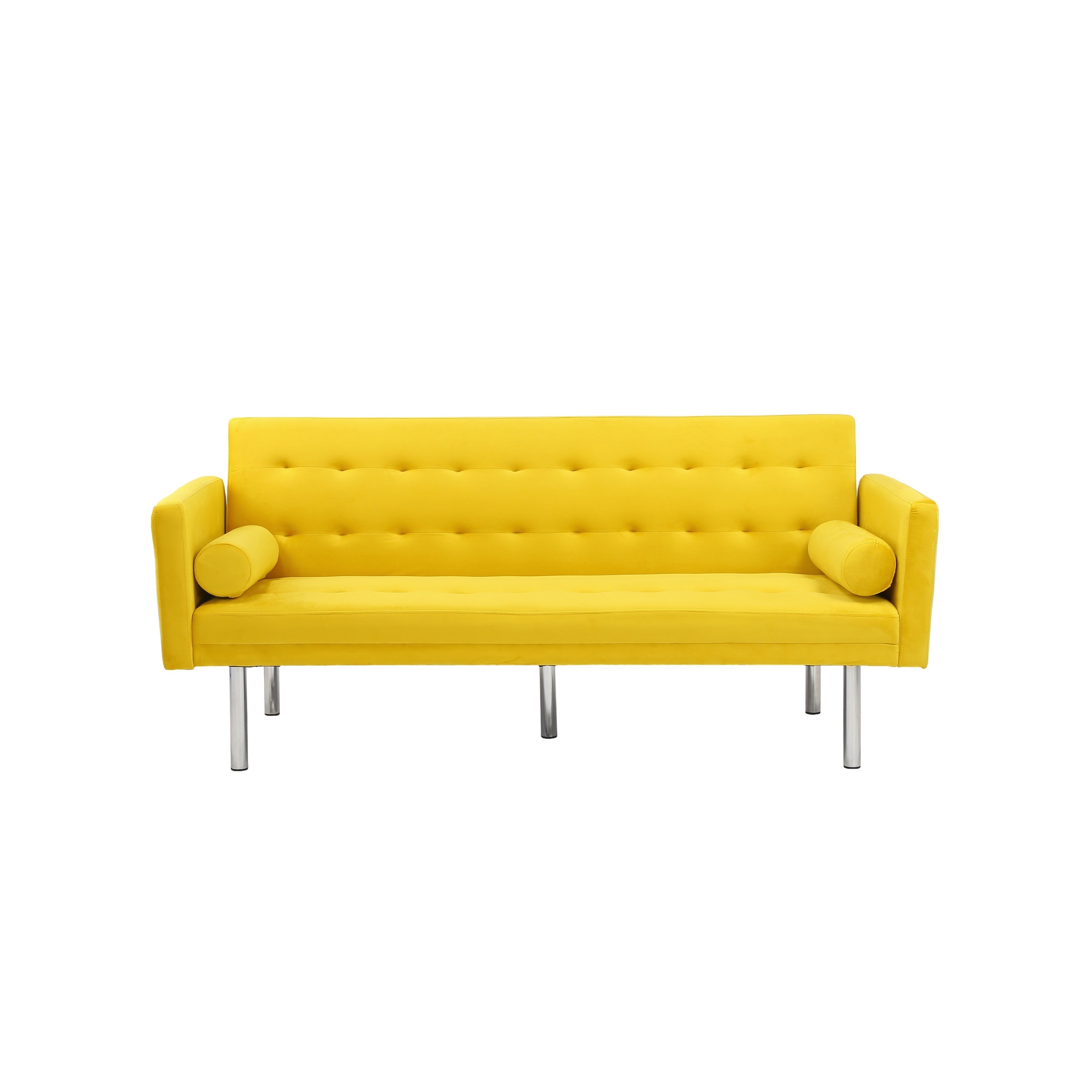 Square arm sleeper sofa Yellow Velvet ***Not available for sale on Walmart*** - Atlantic Fine Furniture Inc