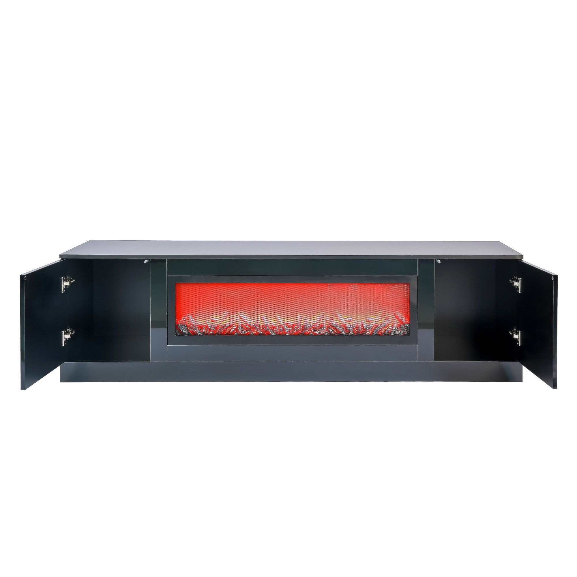 Living room furniture modern black electric fireplace TV stand with insert fireplace,without remote and heating - Atlantic Fine Furniture Inc
