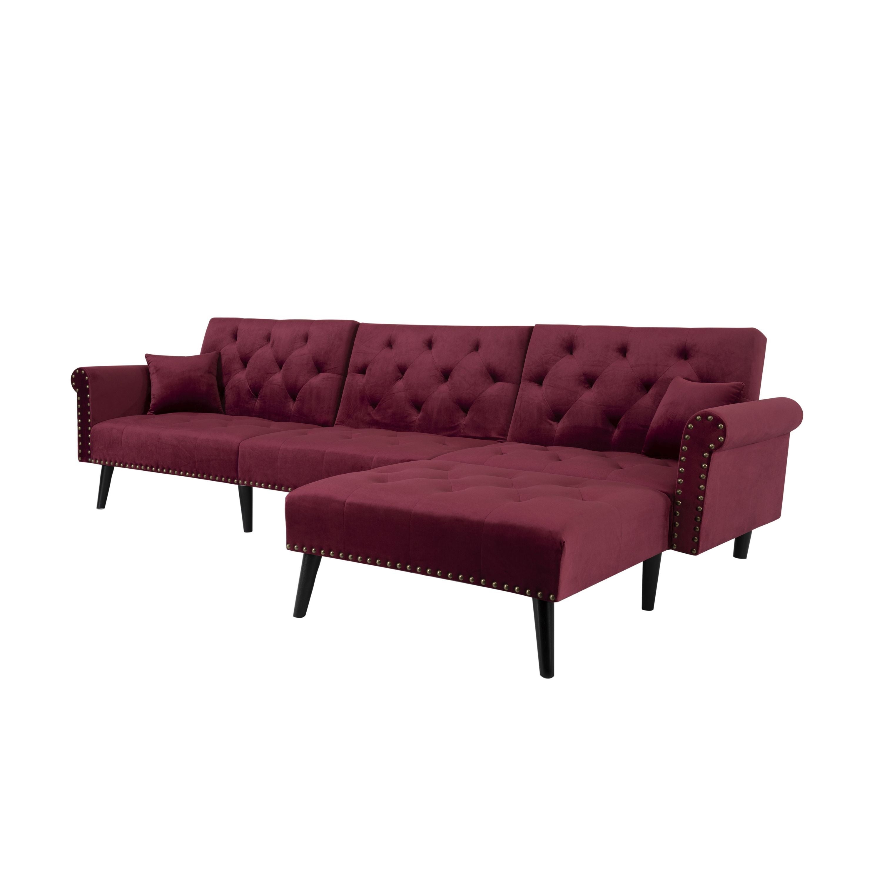 Convertible Sofa bed sleeper red velvet(W223S00006、W223S00712、W223S00458) - Atlantic Fine Furniture Inc