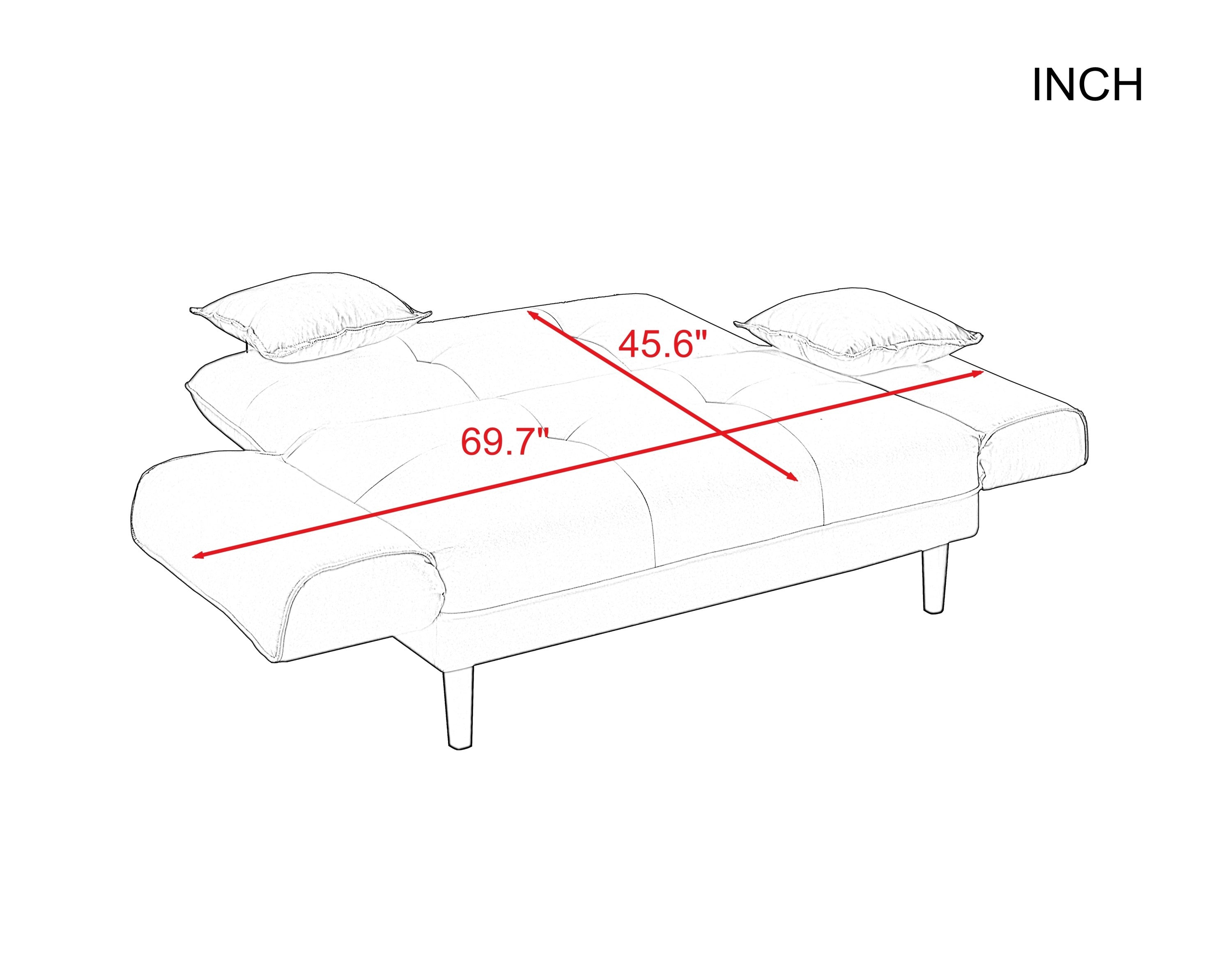 RELAX LOUNGE SOFA BED SLEEPER WITH 2PILLOWS BROWN FABRIC - Atlantic Fine Furniture Inc