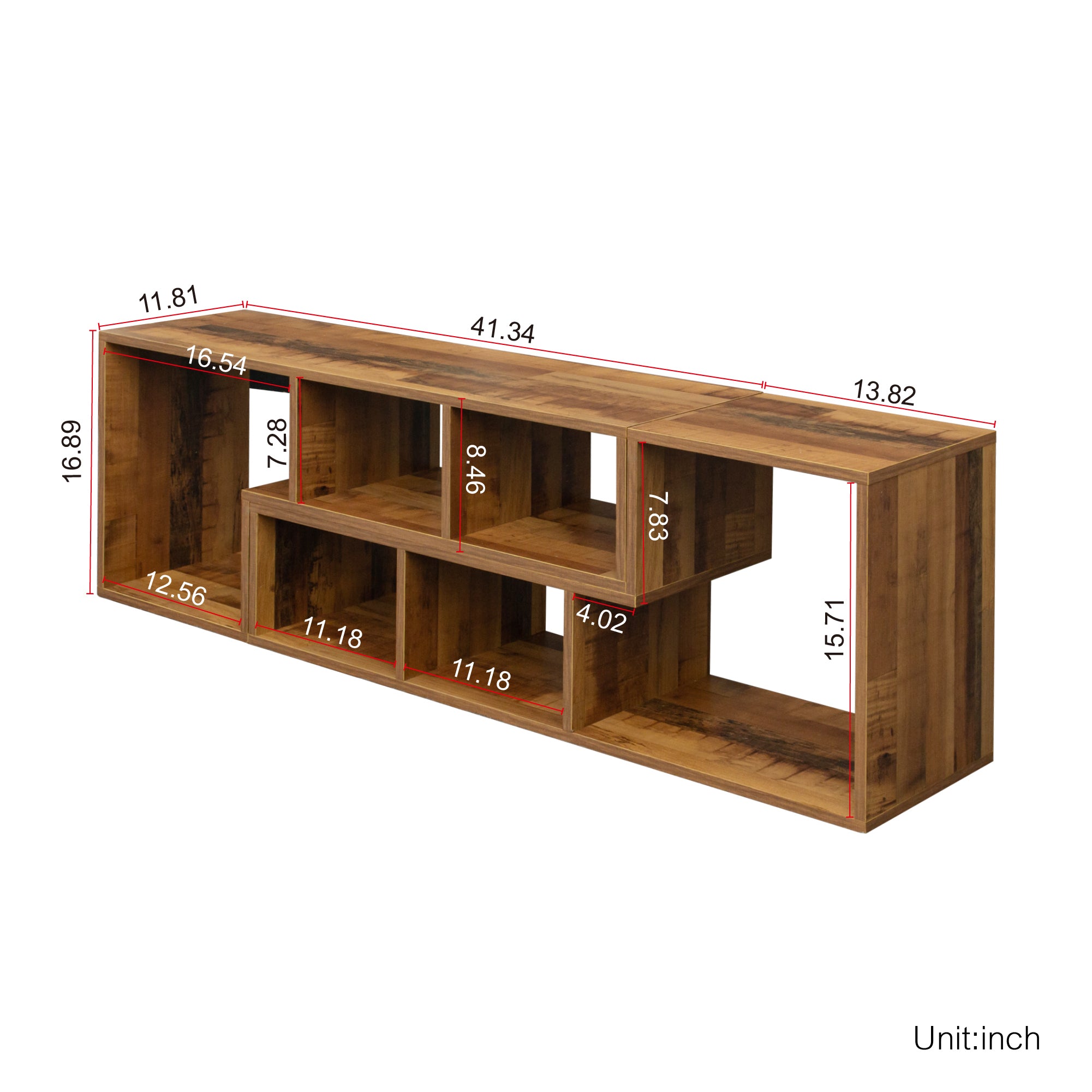 Double L-Shaped Oak TV Stand,Display Shelf ,Bookcase for Home Furniture,Fir Wood - Atlantic Fine Furniture Inc