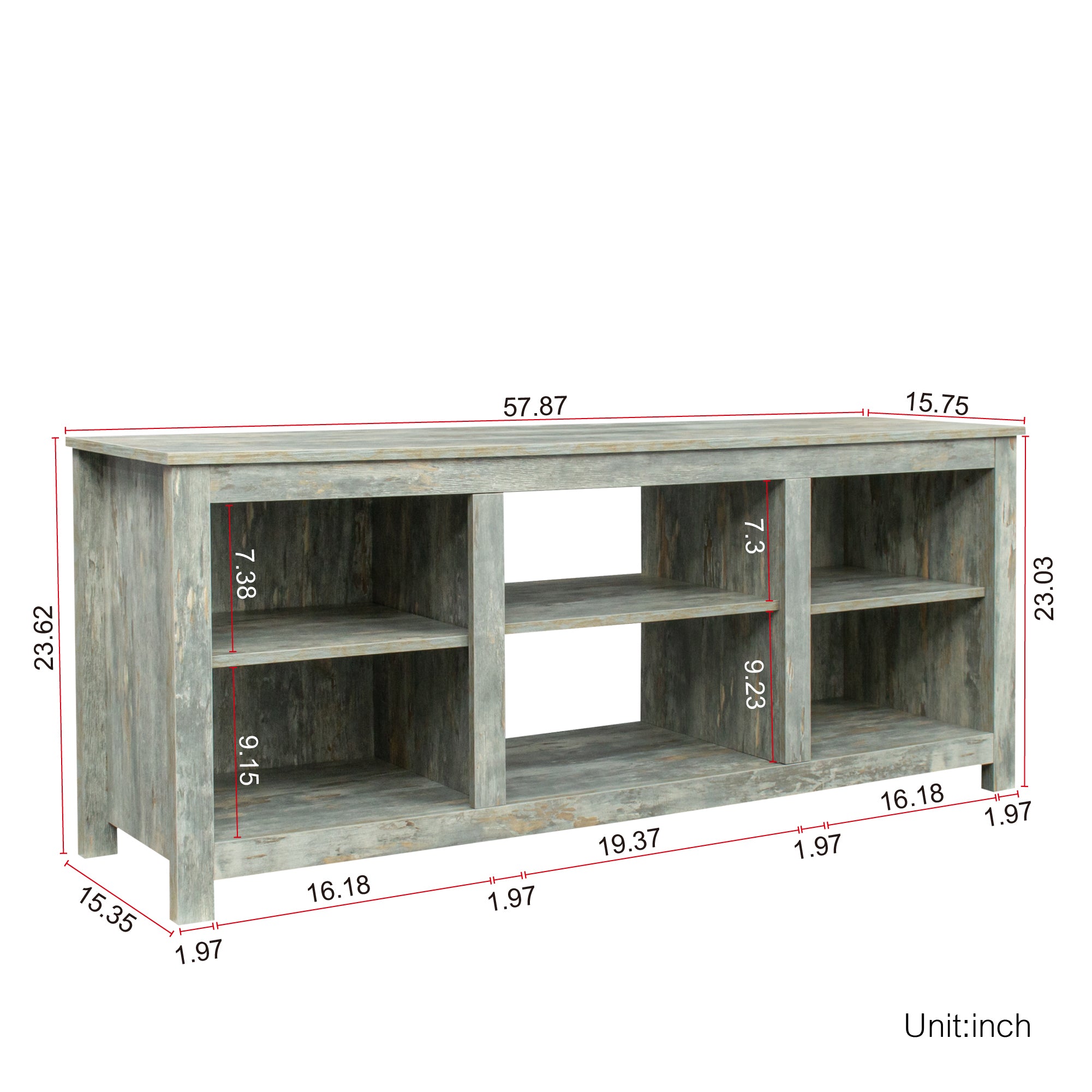 Living room TV stand furniture with 4 storage compartments and 1 shelf cabinet, high-quality particle board - Atlantic Fine Furniture Inc