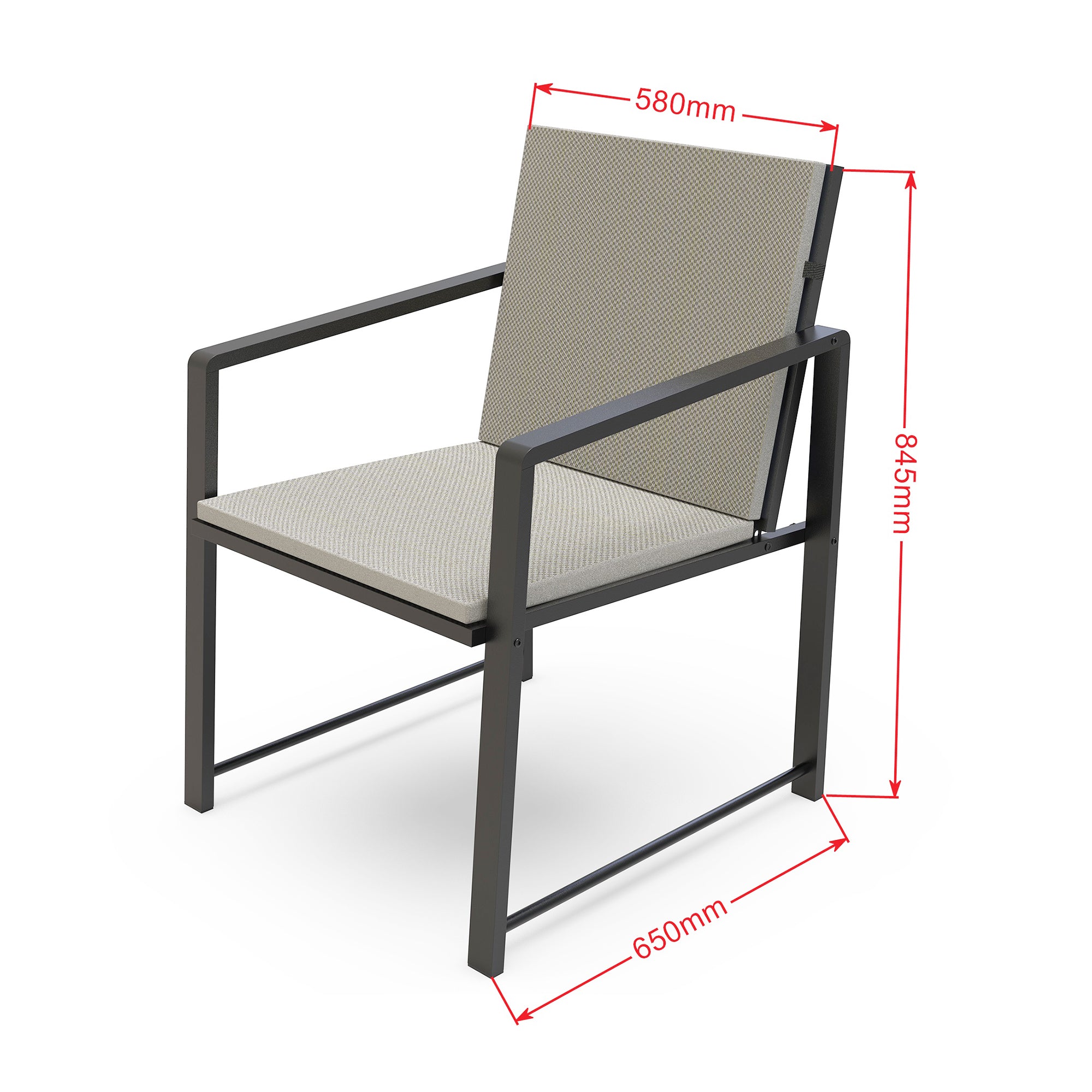 Outdoor Patio Furniture 3 pieces Set Garden Armchair Coffee Side Table,Black Frame, Modern Design - Atlantic Fine Furniture Inc