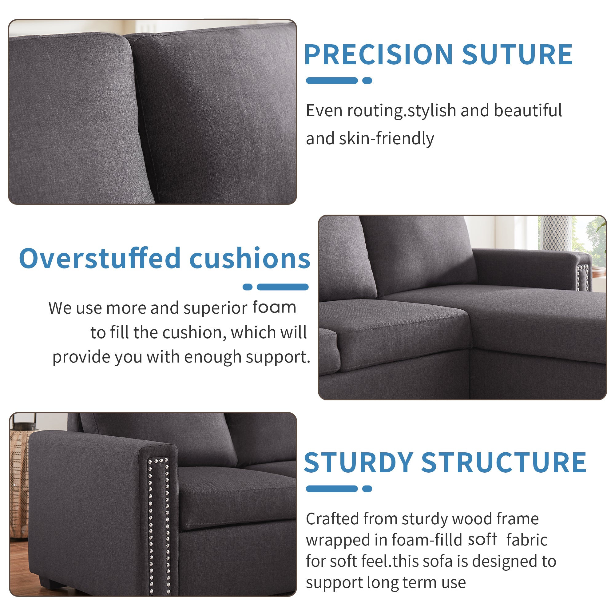 Orisfur. 83" Pull Out Sleeper Sofa Reversible L-Shape 3 Seat Sectional Couch with Storage Chaise for Living Room Furniture Set - Atlantic Fine Furniture Inc