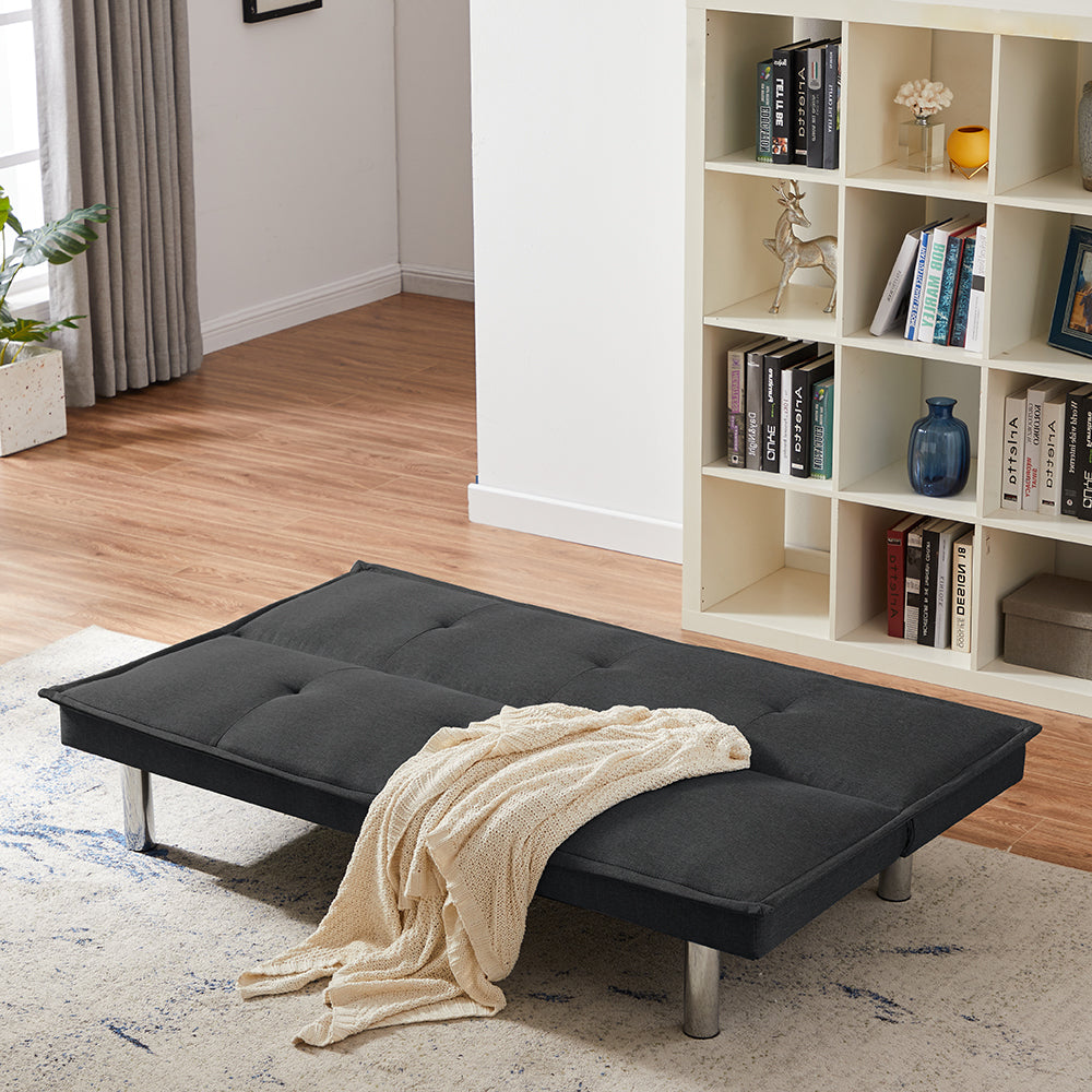Black Fabric Sofa Bed , Convertible Folding Futon Sofa Bed Sleeper for Home Living Room . - Atlantic Fine Furniture Inc