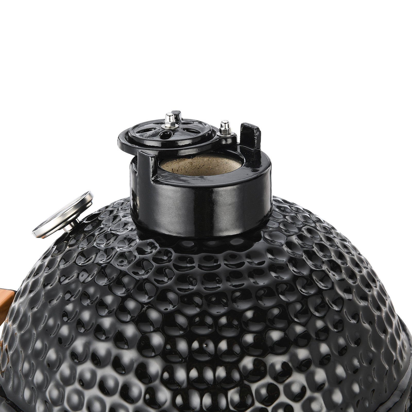 TOOPO 15 Inch Mini Kamado Grill Garden Ceramic Grills BBQ Smoker without Side Table-METTE BLACK - Atlantic Fine Furniture Inc