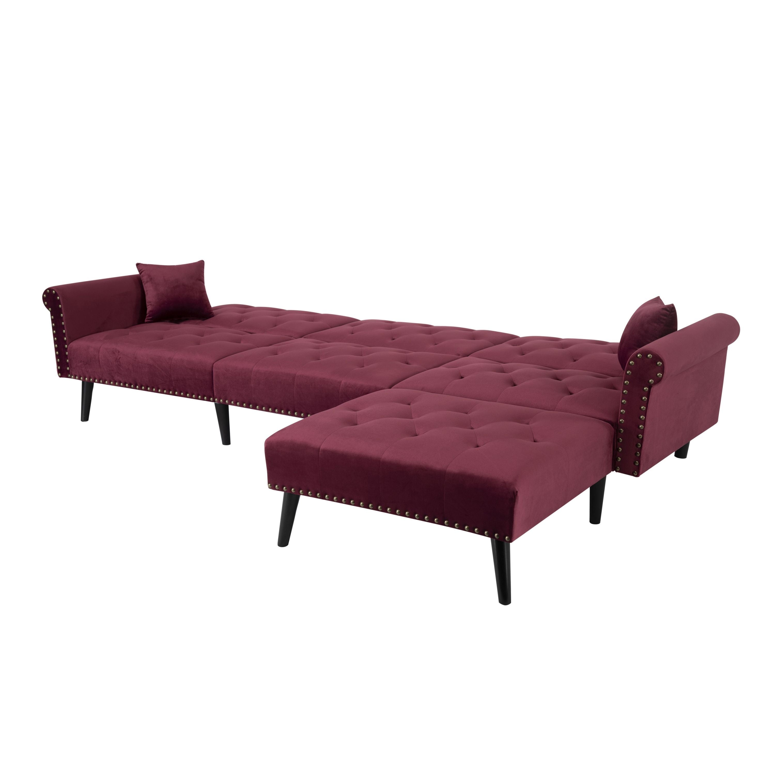 Convertible Sofa bed sleeper red velvet(W223S00006、W223S00712、W223S00458) - Atlantic Fine Furniture Inc