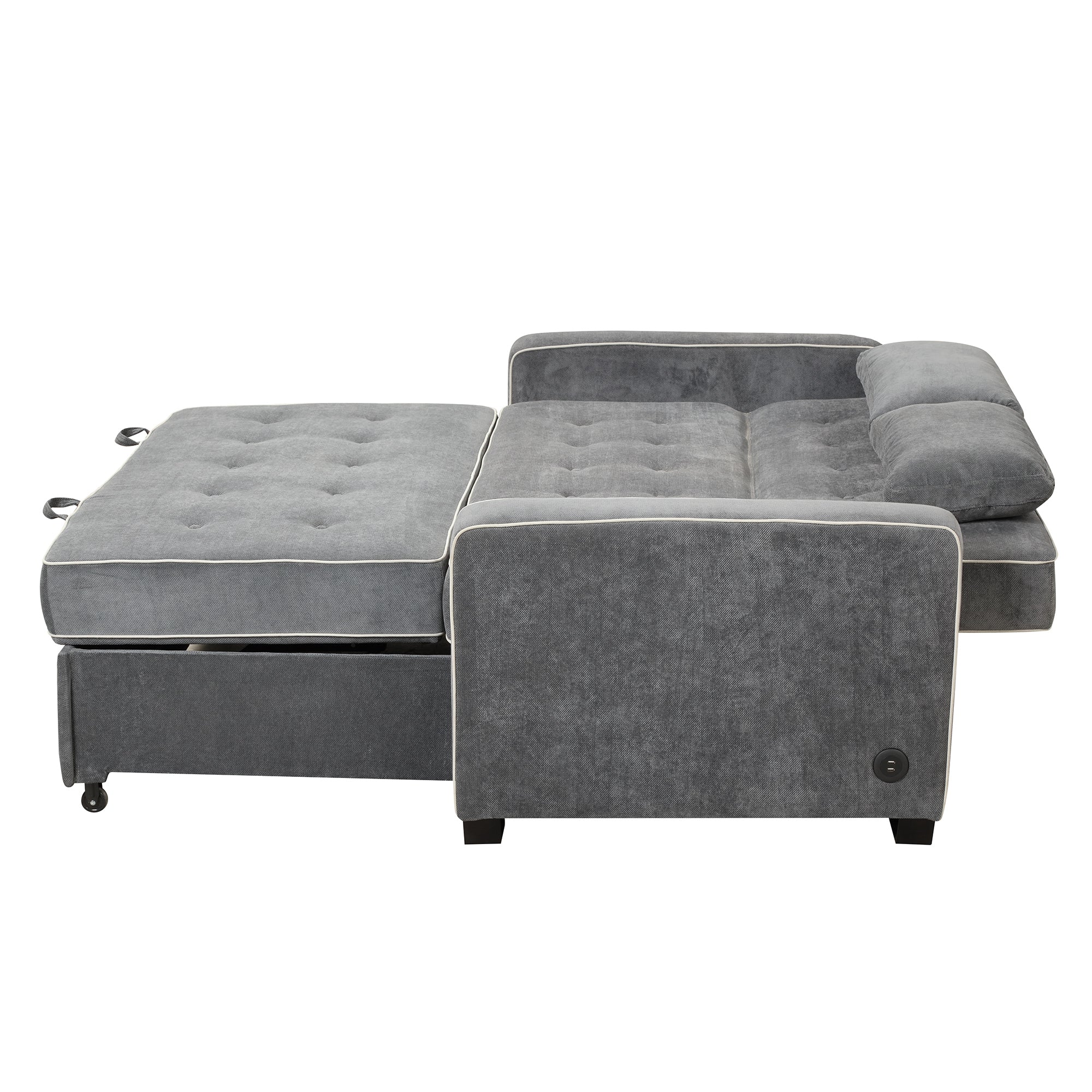 Orisfur. Linen Upholstered Sleeper Bed , Pull Out Sofa Bed Couch attached two throw pillows,Dual USB Charging Port and Adjustable Backrest for Living Room Space - Atlantic Fine Furniture Inc