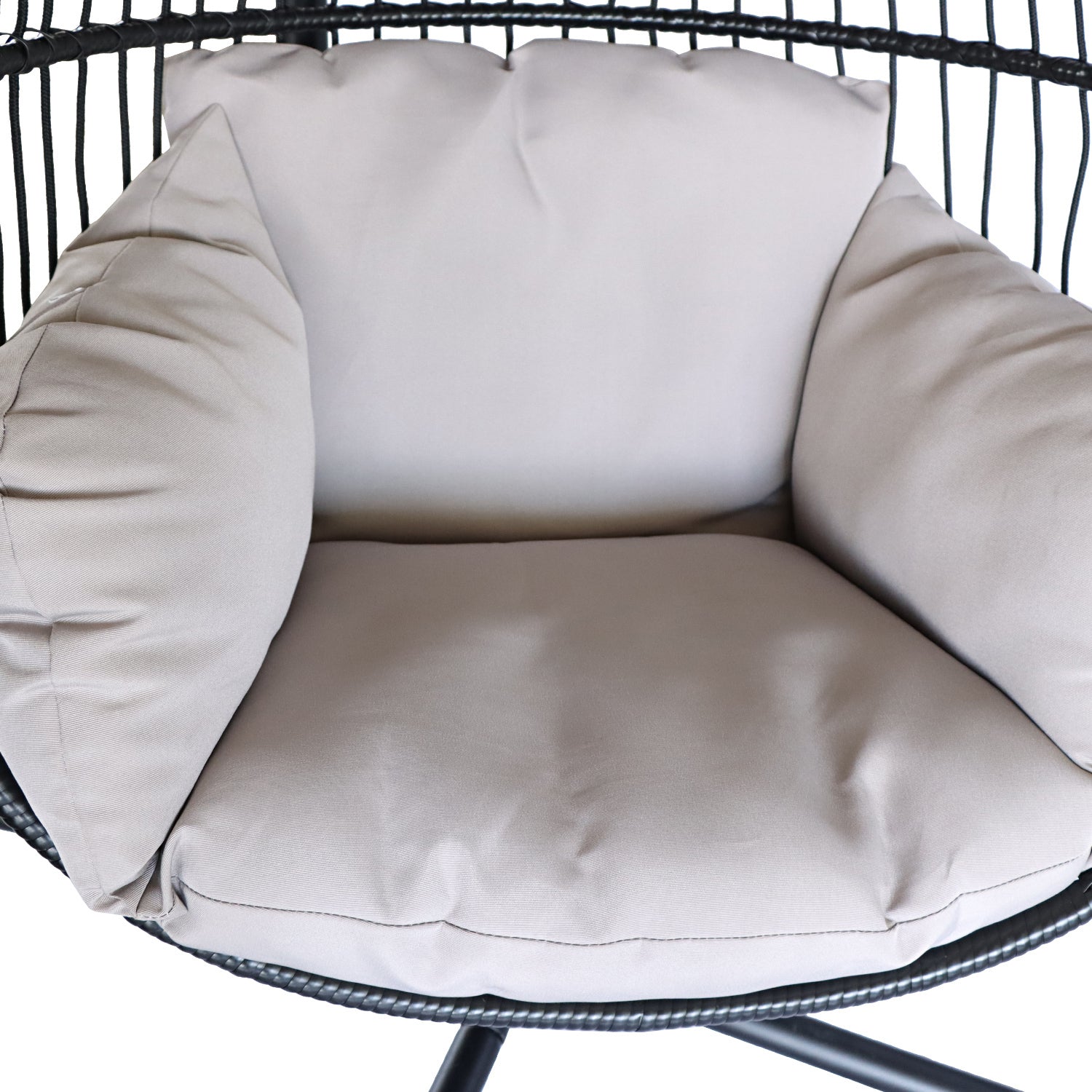 Hanging Egg Chair with Stand Outdoor Patio Swing Egg Chair Indoor Folding Egg Chair, Waterproof Cushion, Folding Rope Back, Heavy Duty C-Stand, 330LBS Capacity - Atlantic Fine Furniture Inc