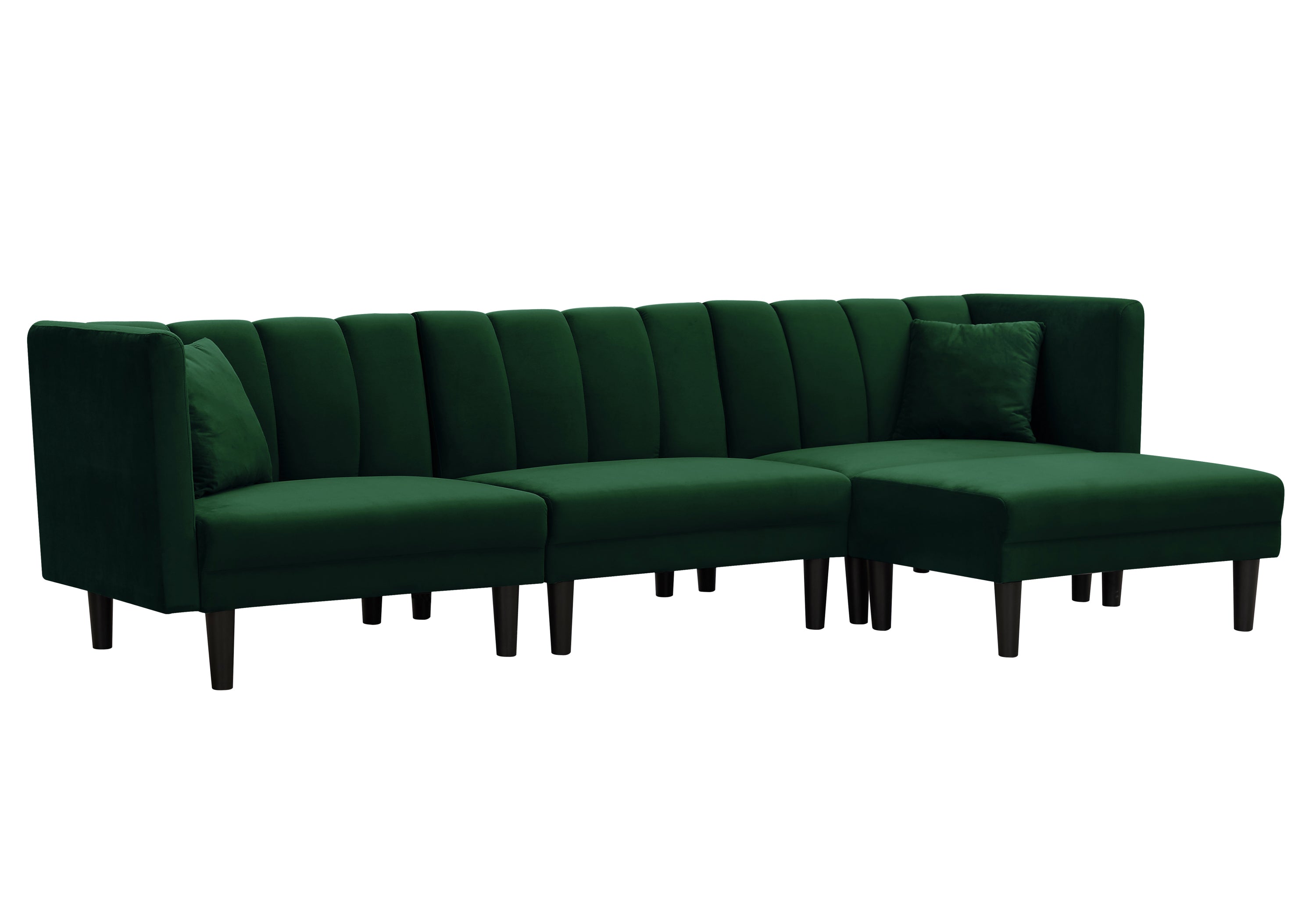 REVERSIBLE SECTIONAL SOFA SLEEPER WITH 2 PILLOWS DARK GREEN VELVET(W223S00093) - Atlantic Fine Furniture Inc