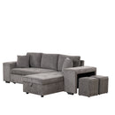 Orisfur. 104" L-Shape 3 Seat Reversible Sectional Couch, Pull Out Sleeper Sofa with Storage Chaise and 2 Stools for Living Room Furniture Set - Atlantic Fine Furniture Inc
