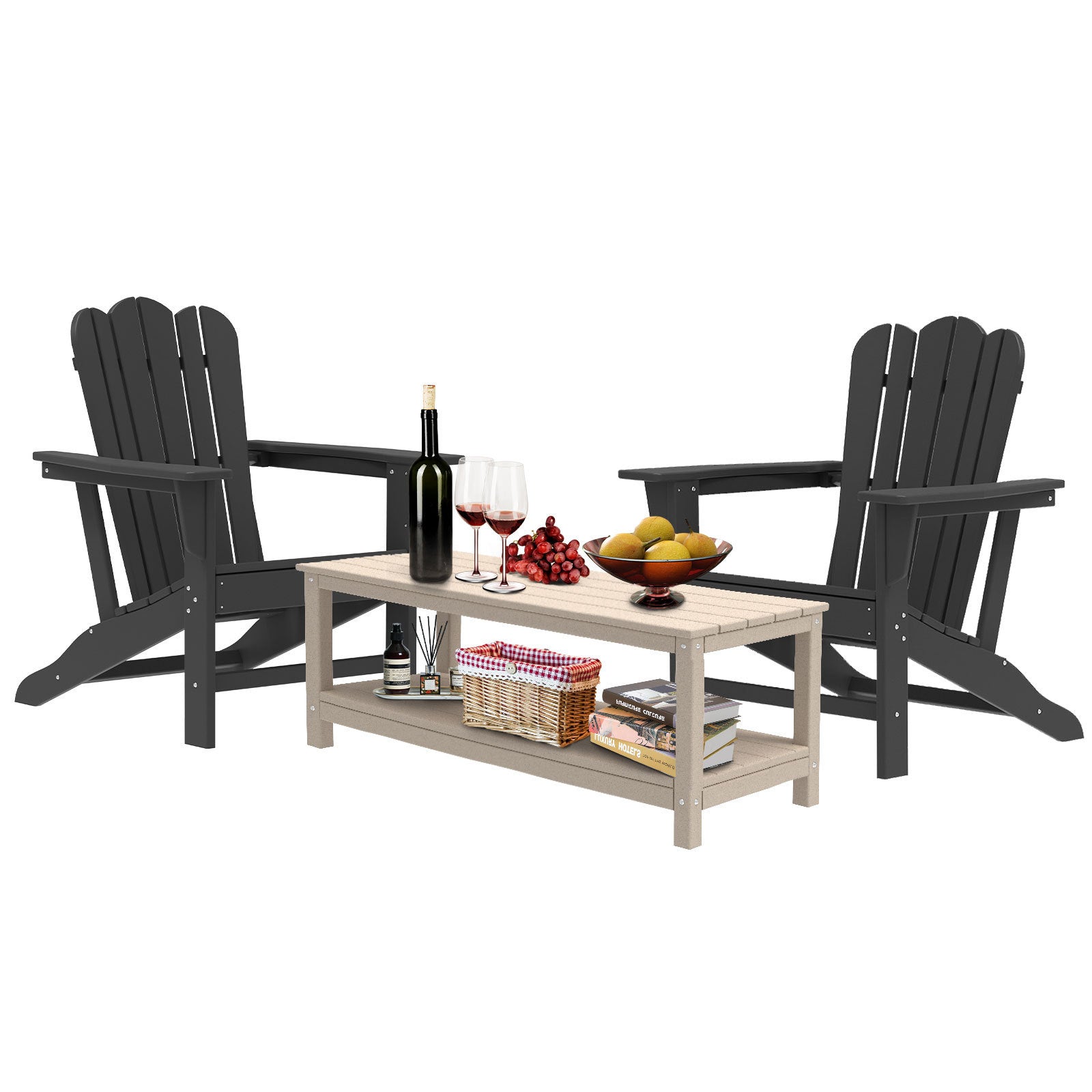 Resistant Adirondack Chair for Patio Deck Garden Fire Pit Chair,
Composite Adirondack Chair, Black,1 piece. - Atlantic Fine Furniture Inc