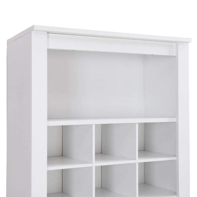 On-Trend Stylish Design 30 Shoe Cubby Console, Contemporary Shoe Cabinet With Multiple Storage Capacity, Free Standing Tall Cabinet With Versatile Use For Hallway, Bedroom, White