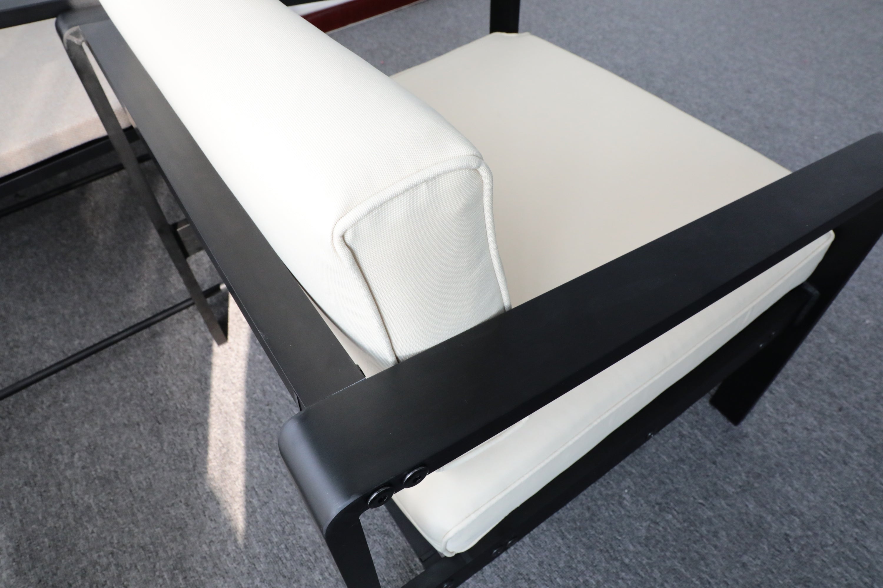 Outdoor Patio Furniture Single Armchair with Cushions in stripe for Restaurant Outdoor courtyard Garden Open-air balcony Poolside,Black aluminum fram,Modern Design - Atlantic Fine Furniture Inc