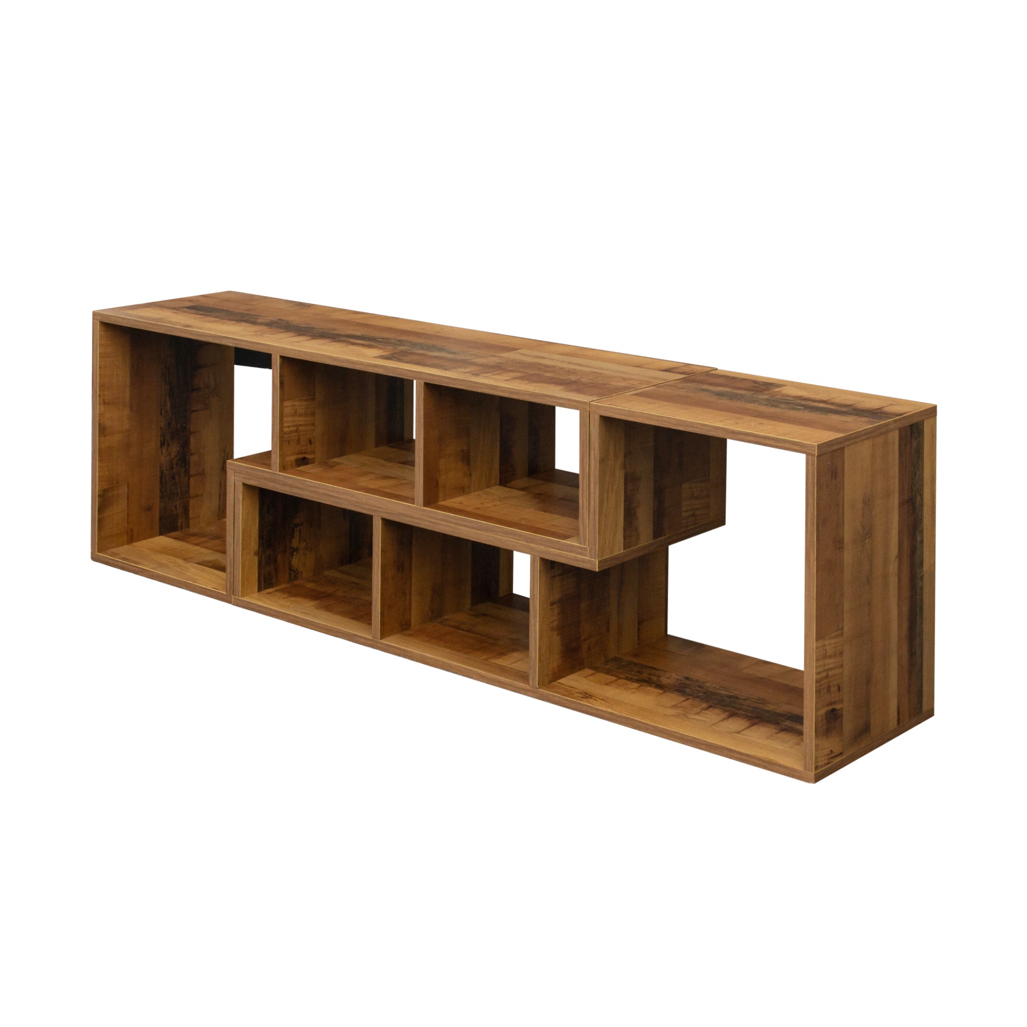 Double L-Shaped Oak TV Stand,Display Shelf ,Bookcase for Home Furniture,Fir Wood - Atlantic Fine Furniture Inc